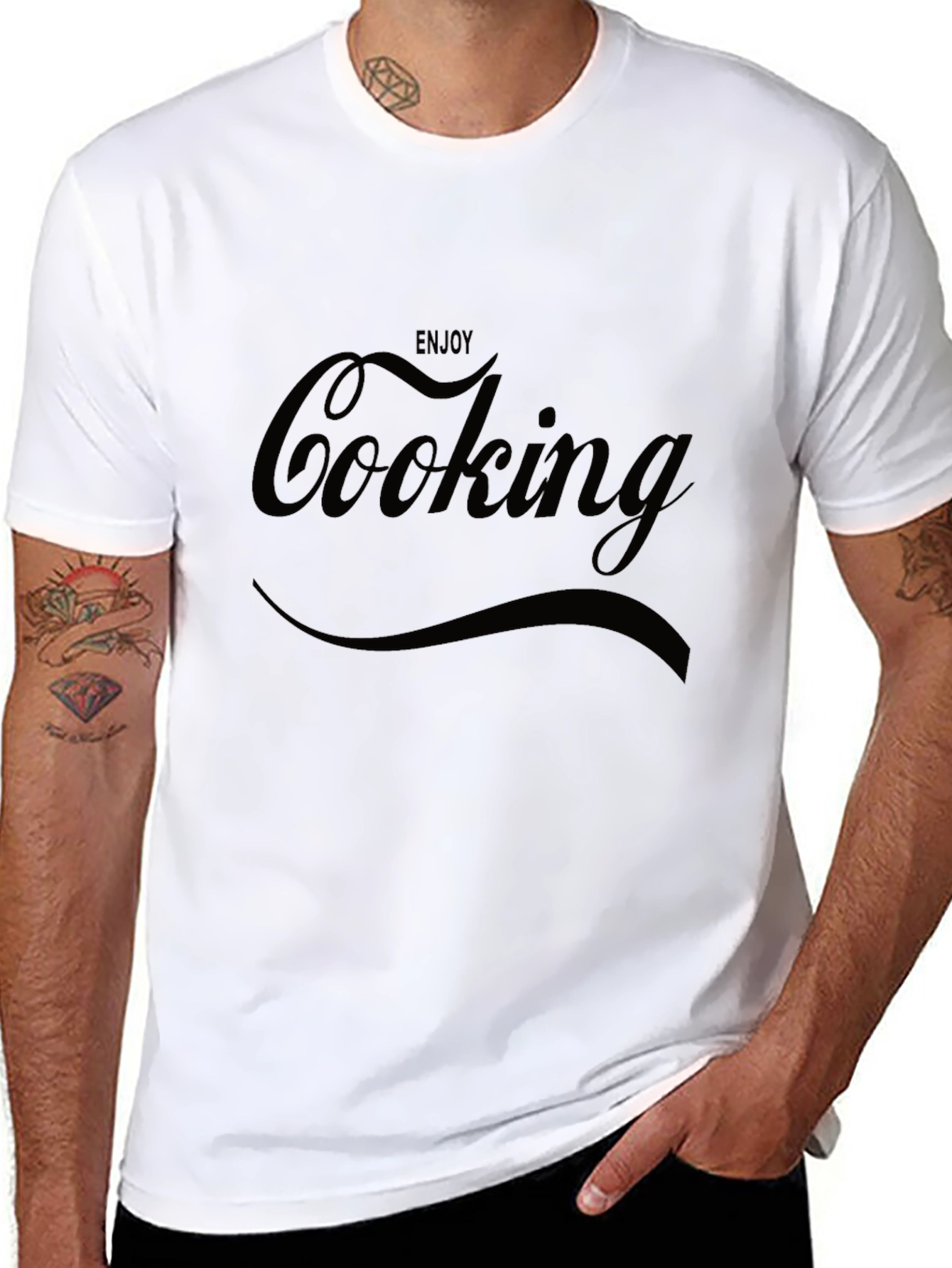 Enjoy Cooking T-Shirt - Black Comfortable Fit