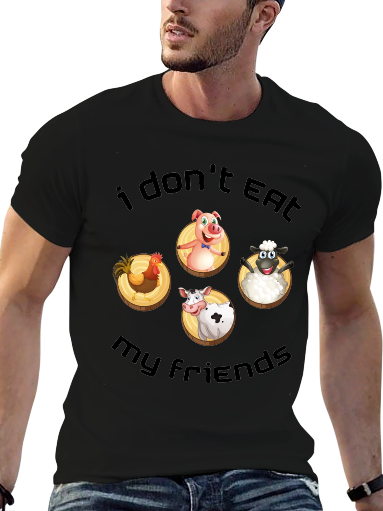 Vegan T-Shirt: I Dont Eat My Friends Animal Design