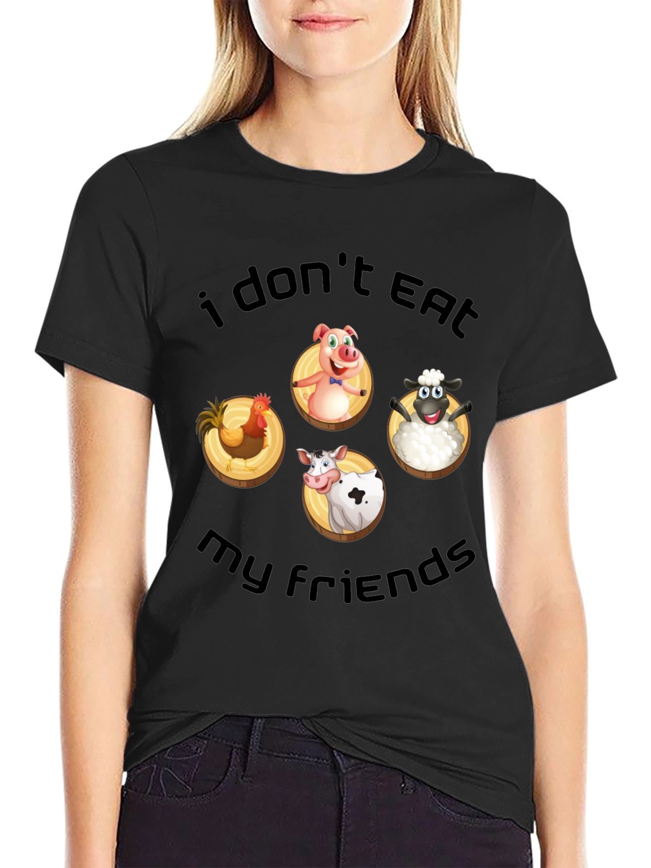 Vegan T-Shirt: I Dont Eat My Friends Animal Design