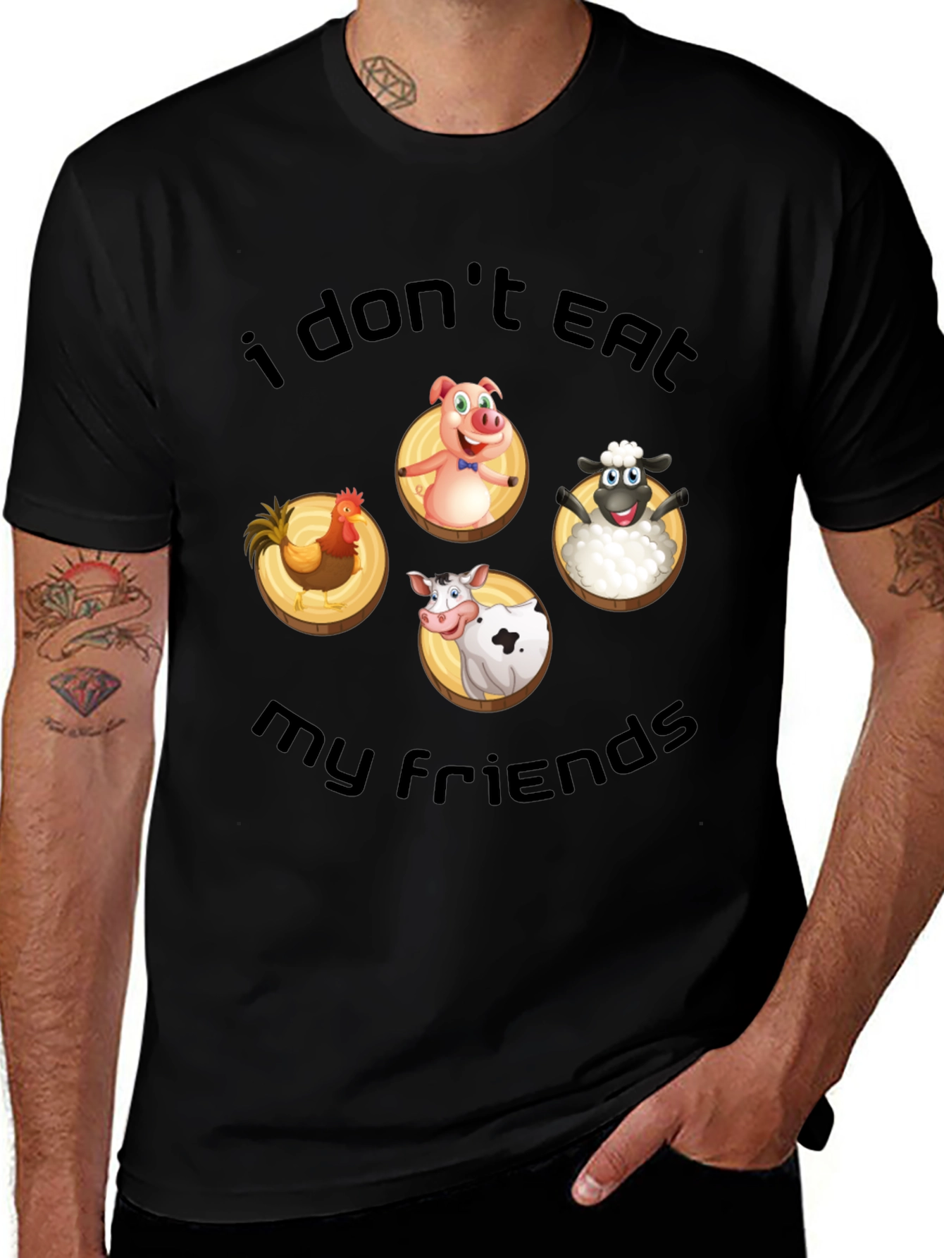 Vegan T-Shirt: I Dont Eat My Friends Animal Design
