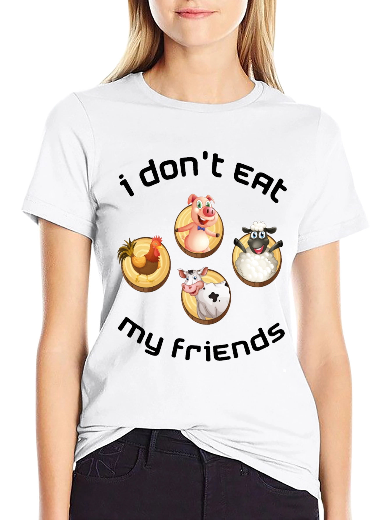 Vegan T-Shirt: I Dont Eat My Friends Animal Design