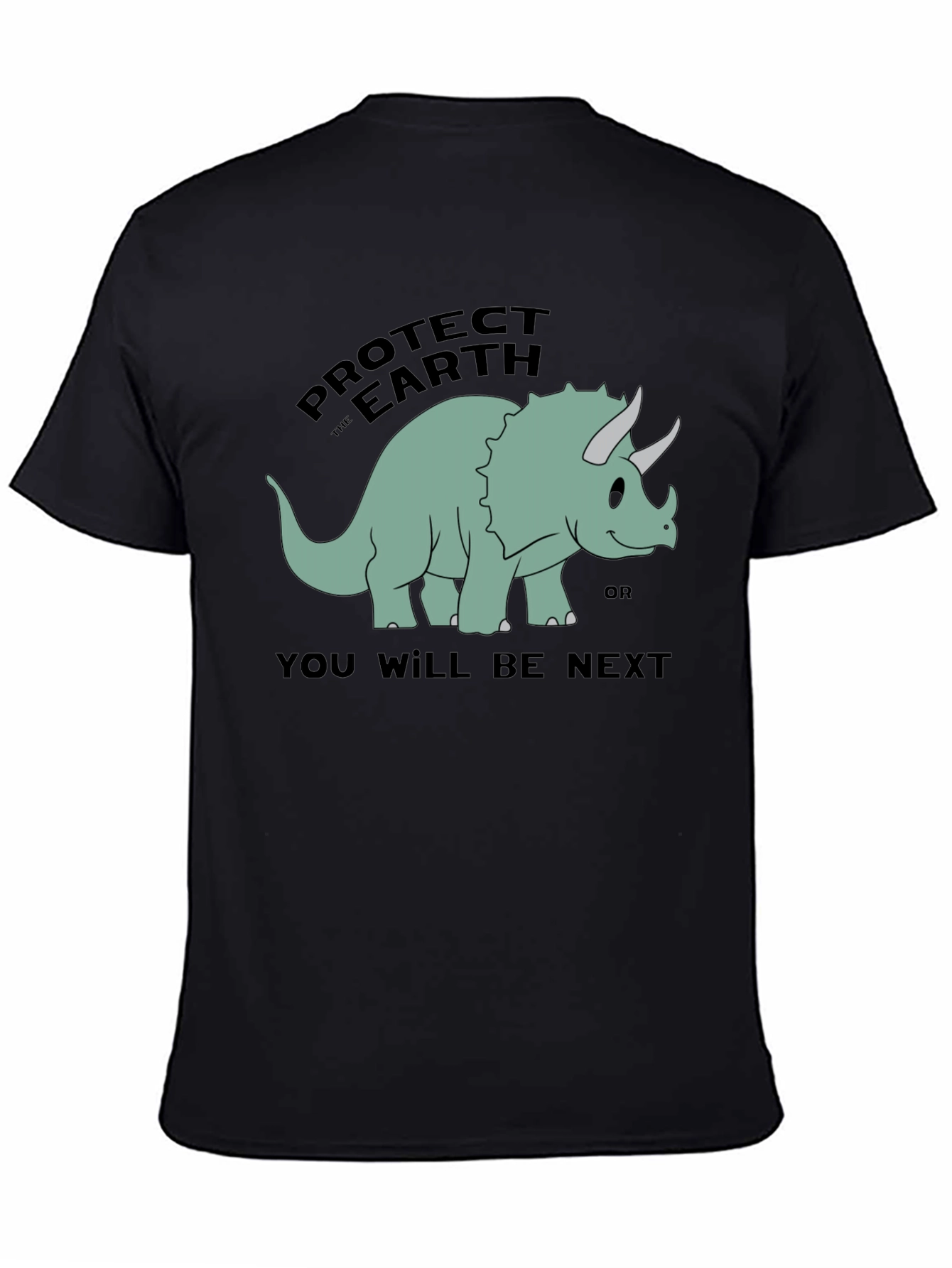 Protect Earth Dinosaur Graphic T-Shirt - Black