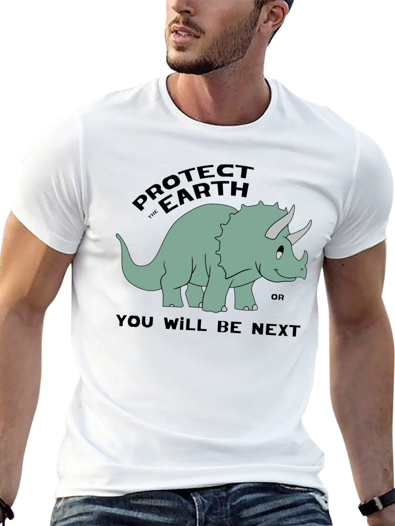 Protect Earth Dinosaur Graphic T-Shirt - Black