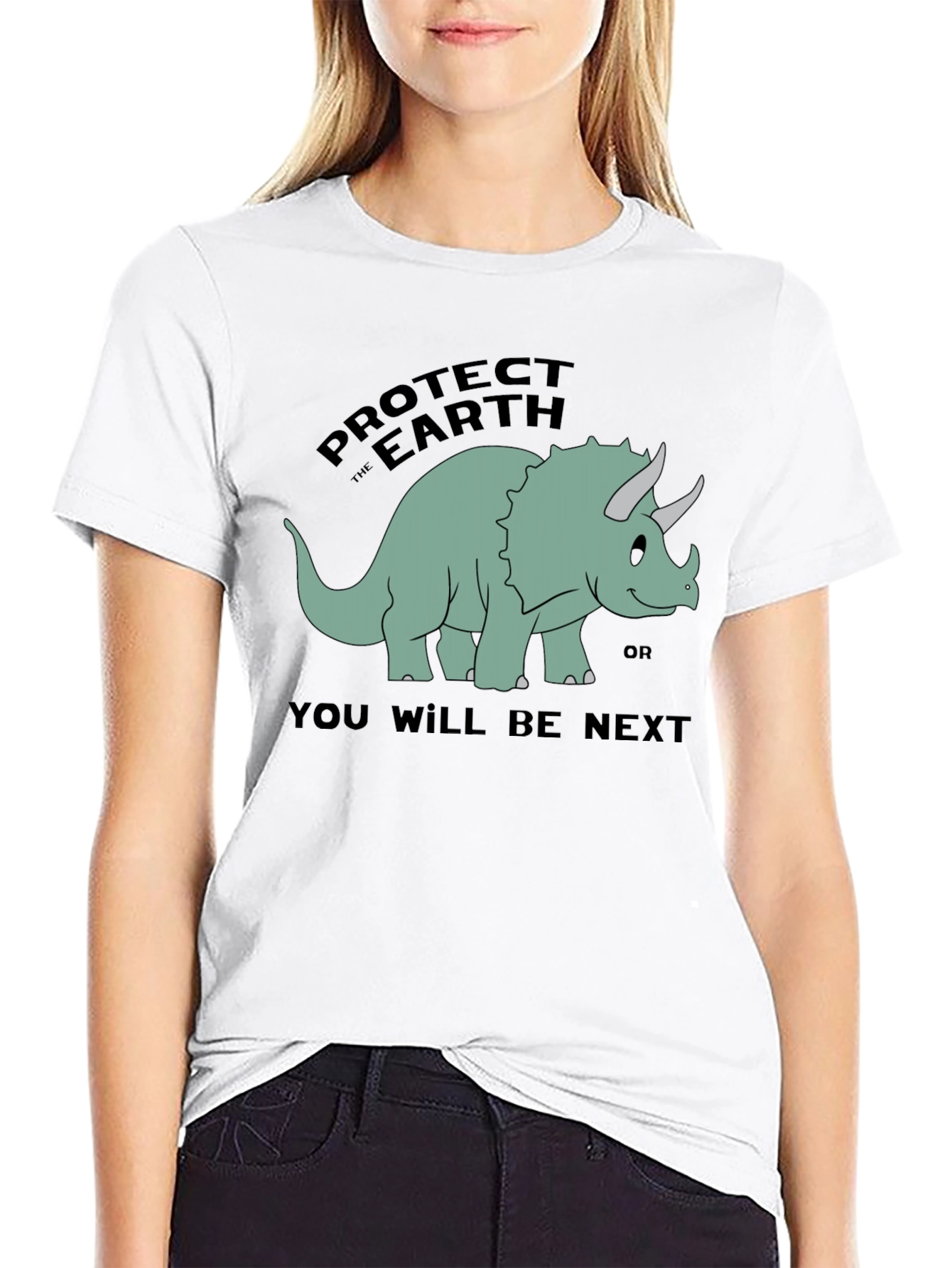 Protect Earth Dinosaur Graphic T-Shirt - Black