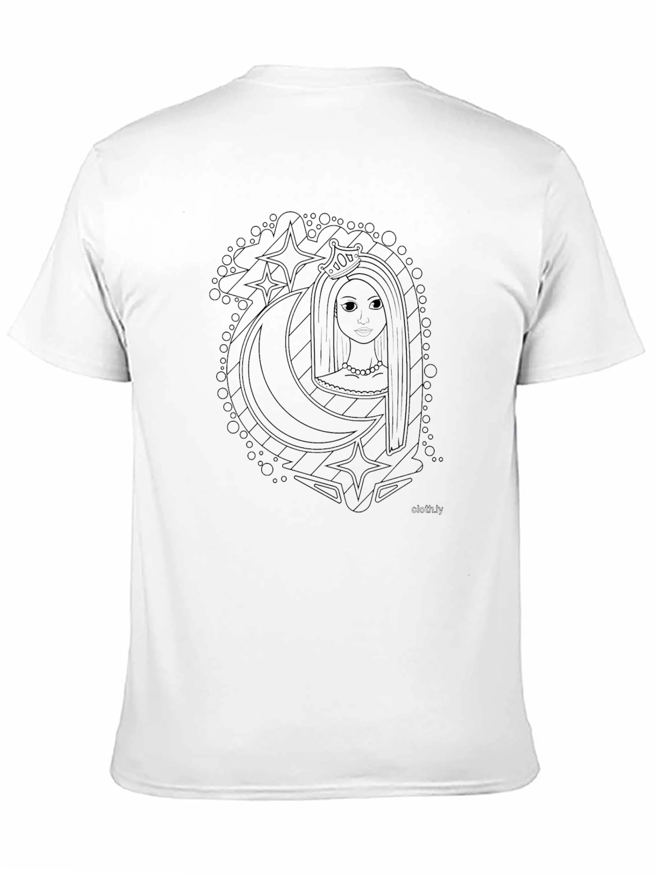 Black Graphic Tee with Moon & Stars Girl Design