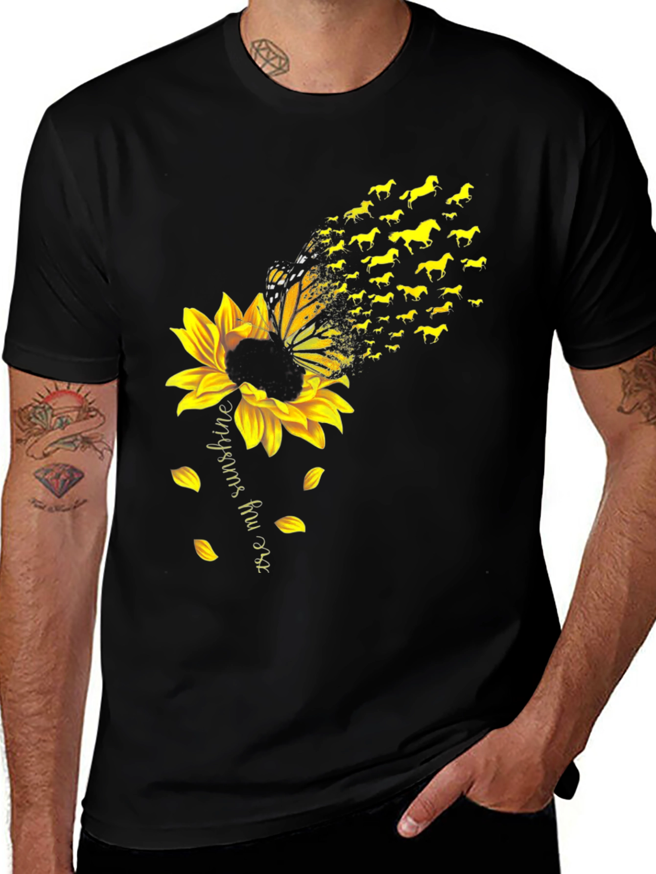 Sunflower Butterfly Horse Graphic Tee