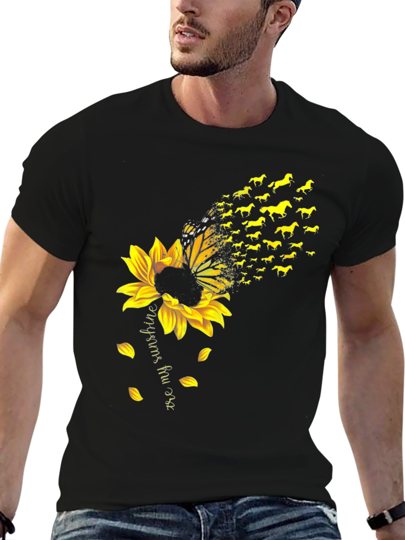 Sunflower Butterfly Horse Graphic Tee