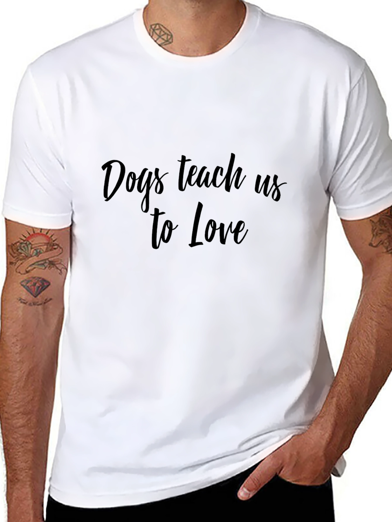 Dogs Teach Us to Love Black T-Shirt