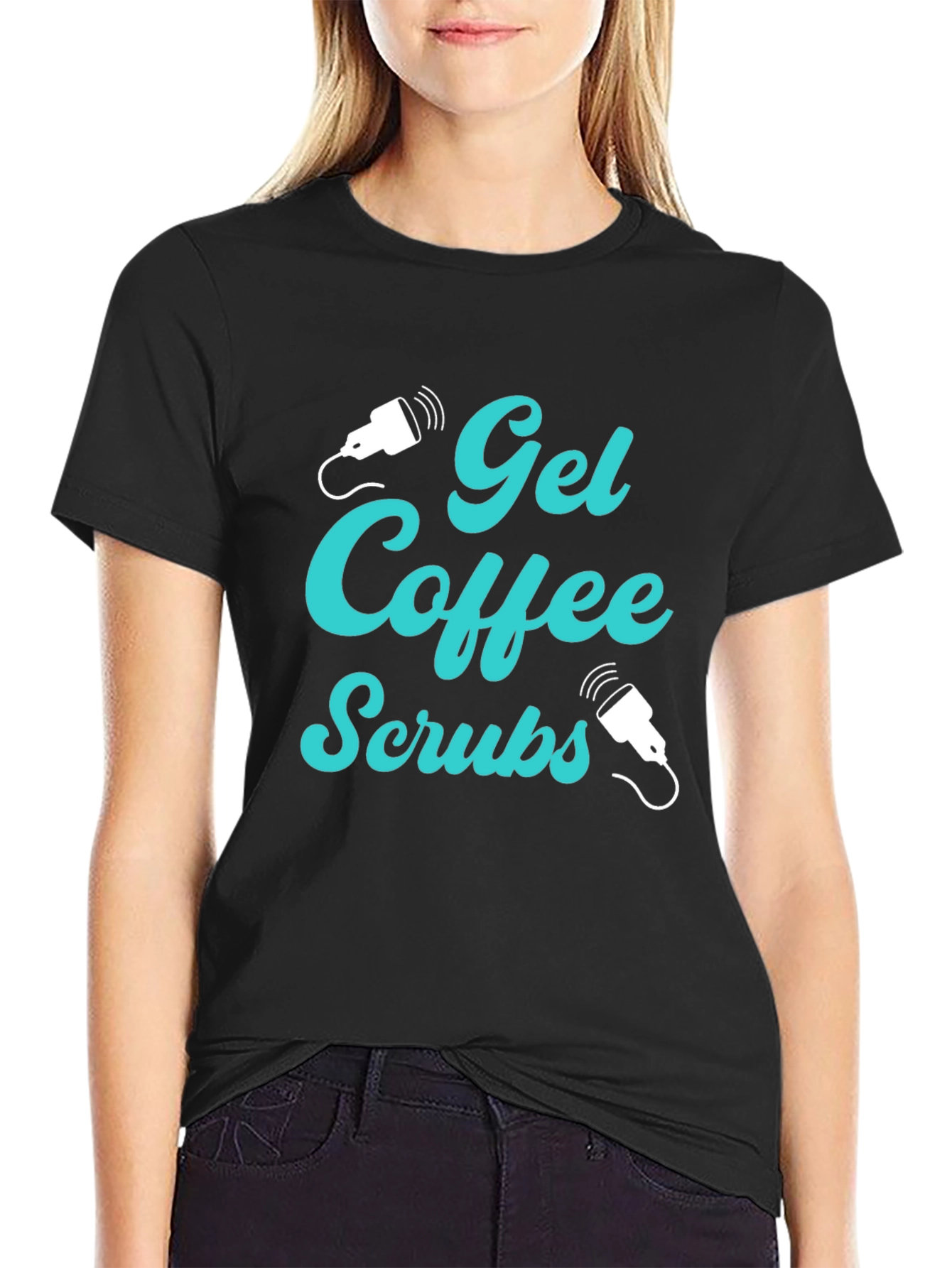 Gel Coffee Scrubs Black Graphic T-Shirt