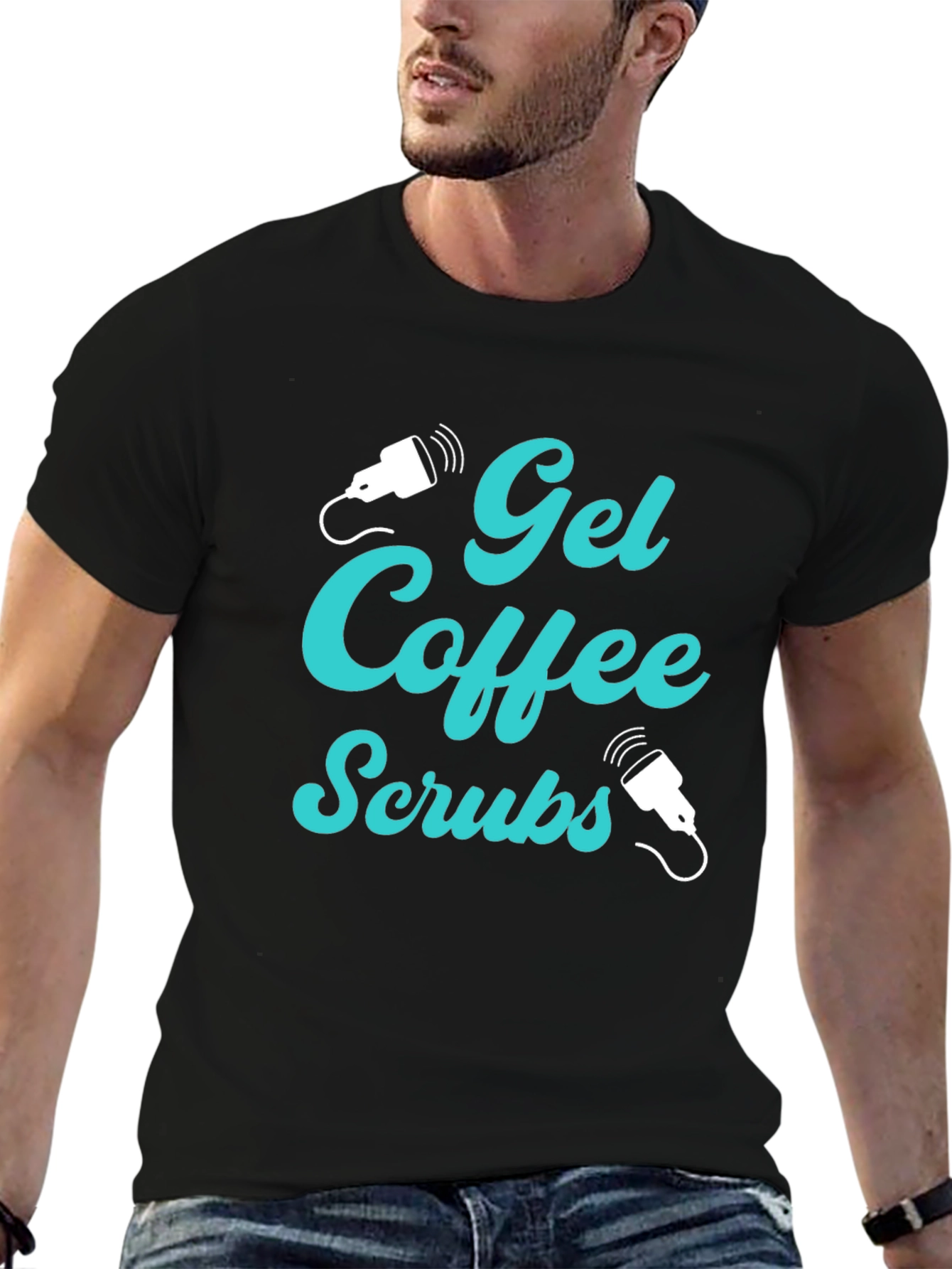 Gel Coffee Scrubs Black Graphic T-Shirt