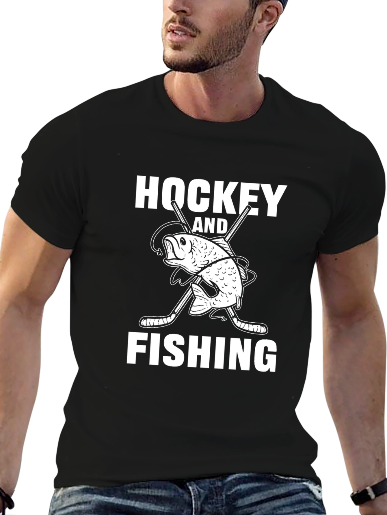 Hockey and Fishing Graphic Tee