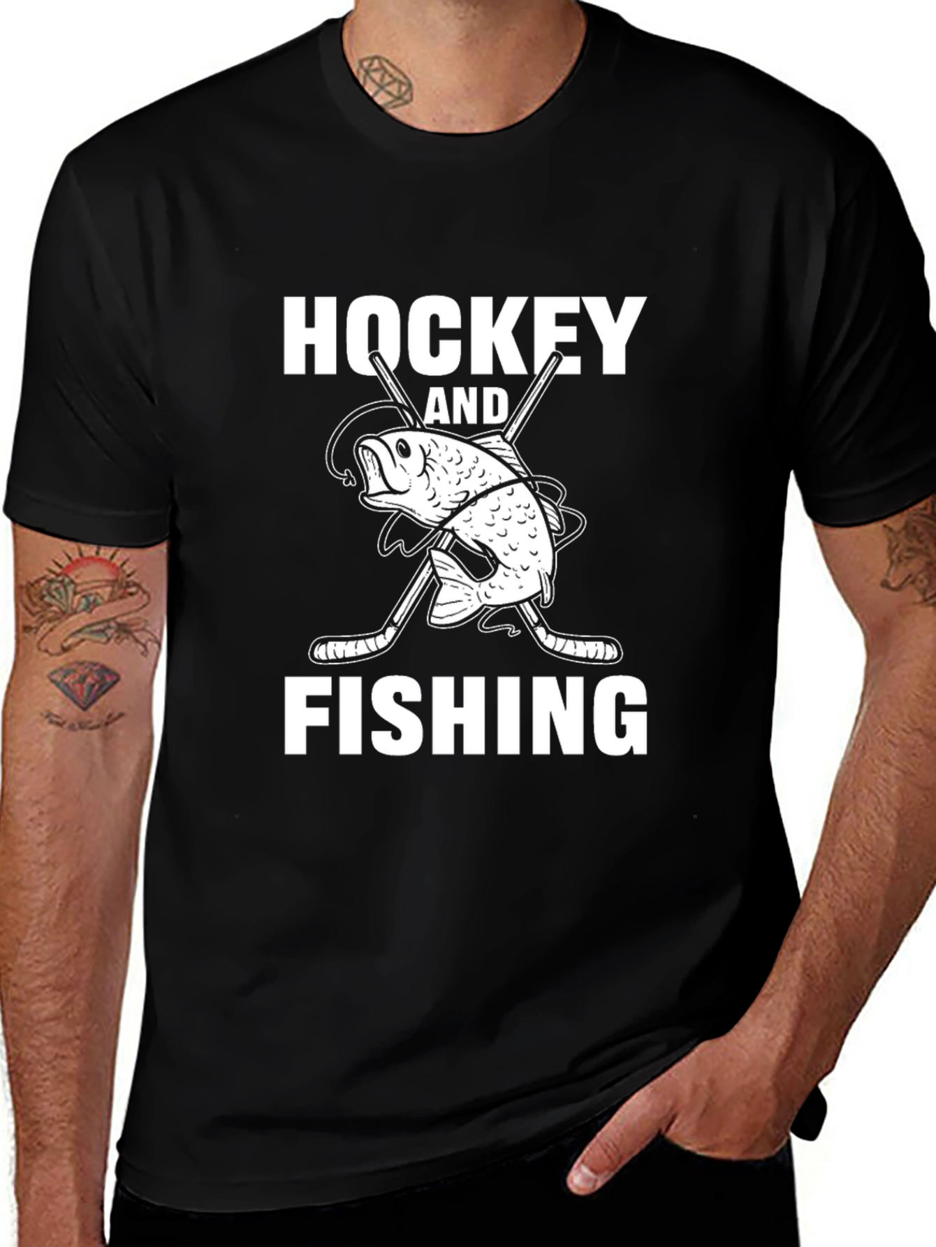 Hockey and Fishing Graphic Tee