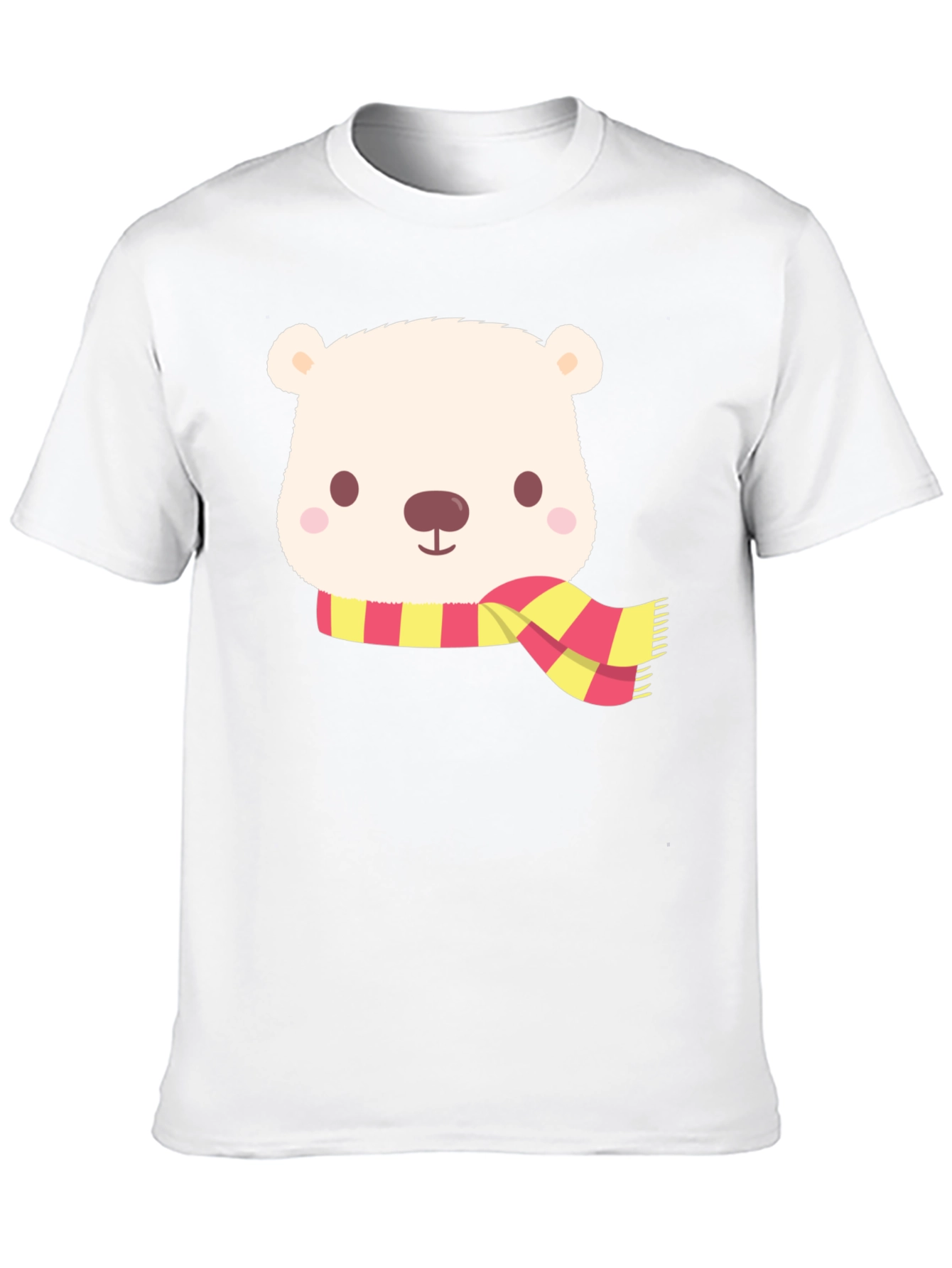 Cute Bear Scarf Black T-Shirt