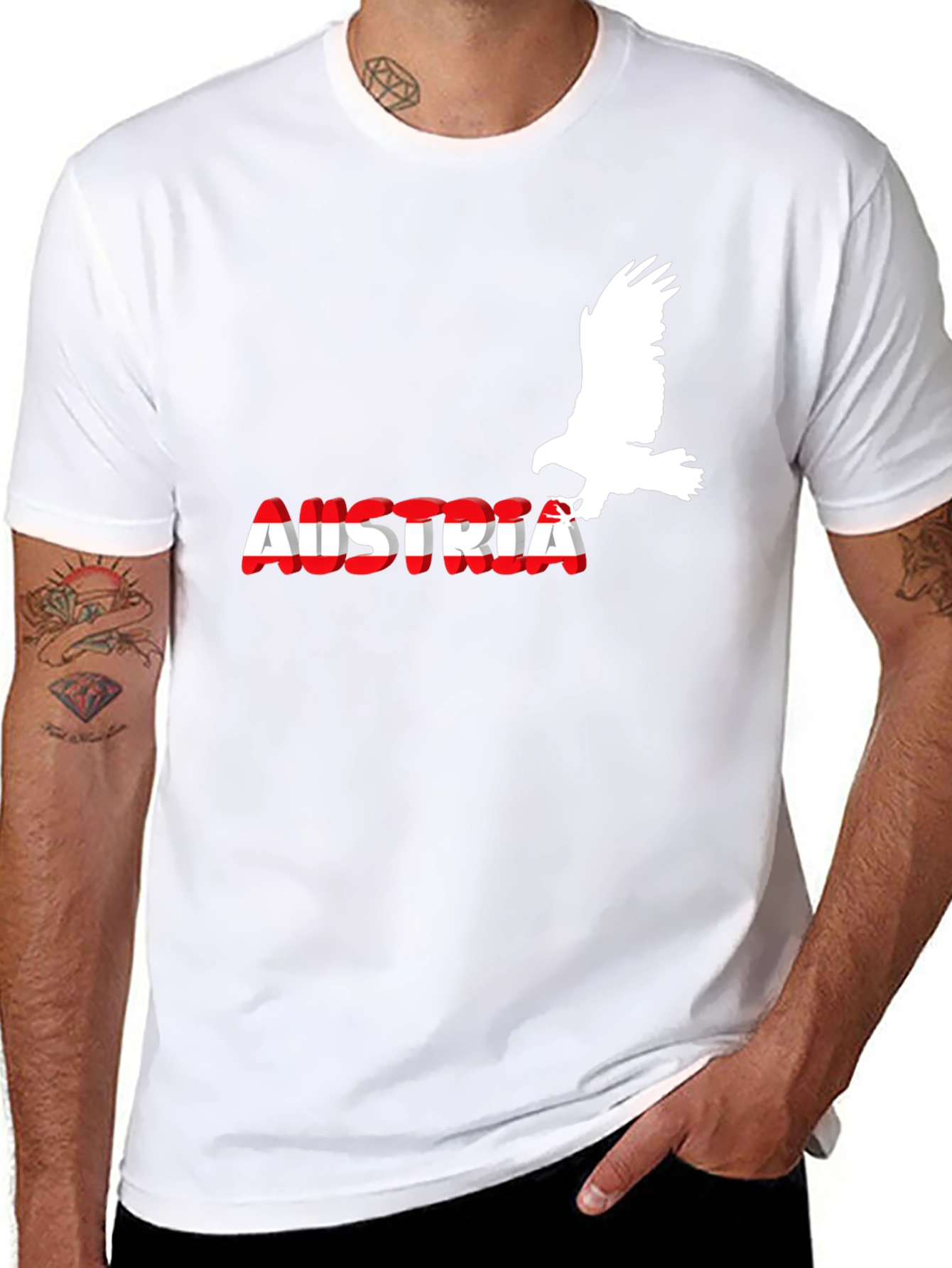 Austria Eagle Flag Graphic Black T-Shirt