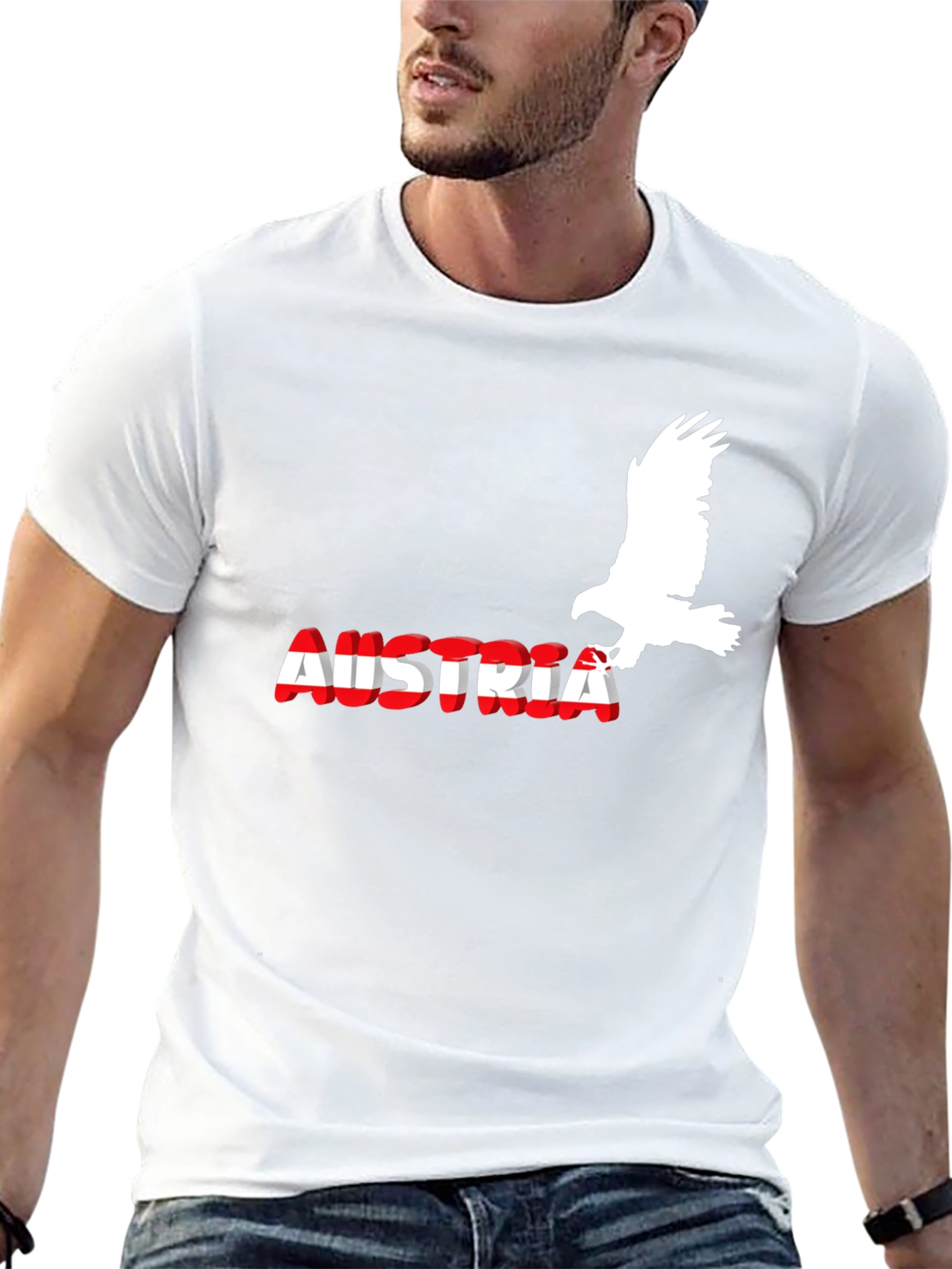 Austria Eagle Flag Graphic Black T-Shirt