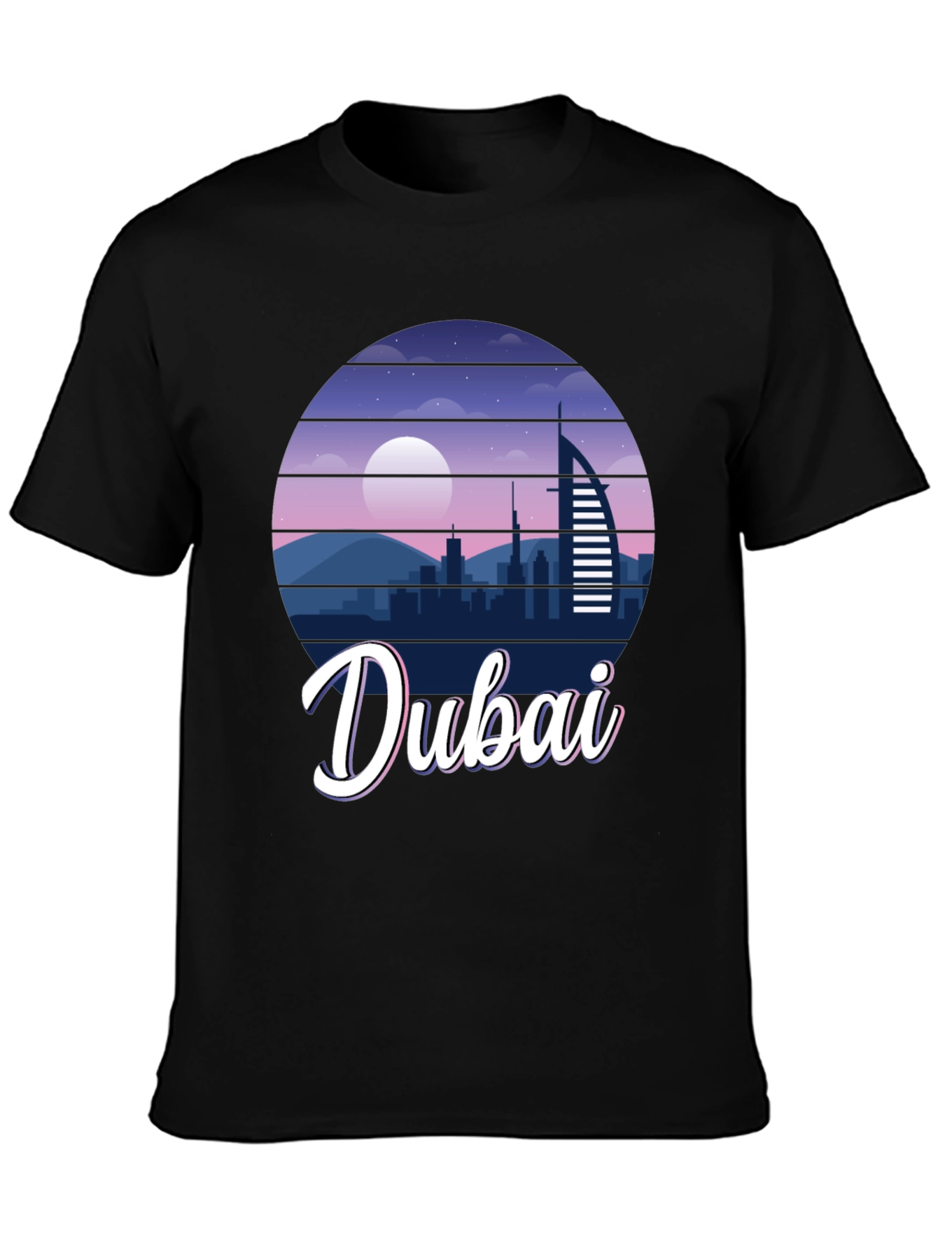 Dubai Skyline Graphic Print Black T-Shirt