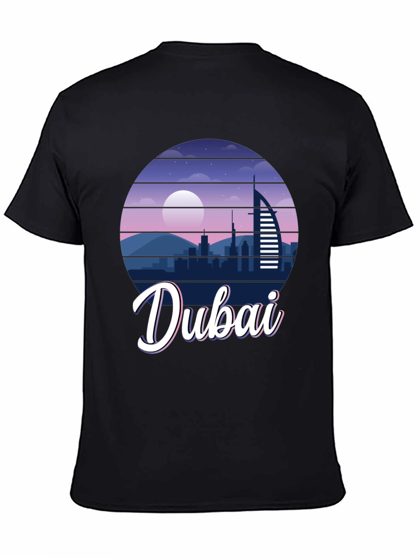 Dubai Skyline Graphic Print Black T-Shirt