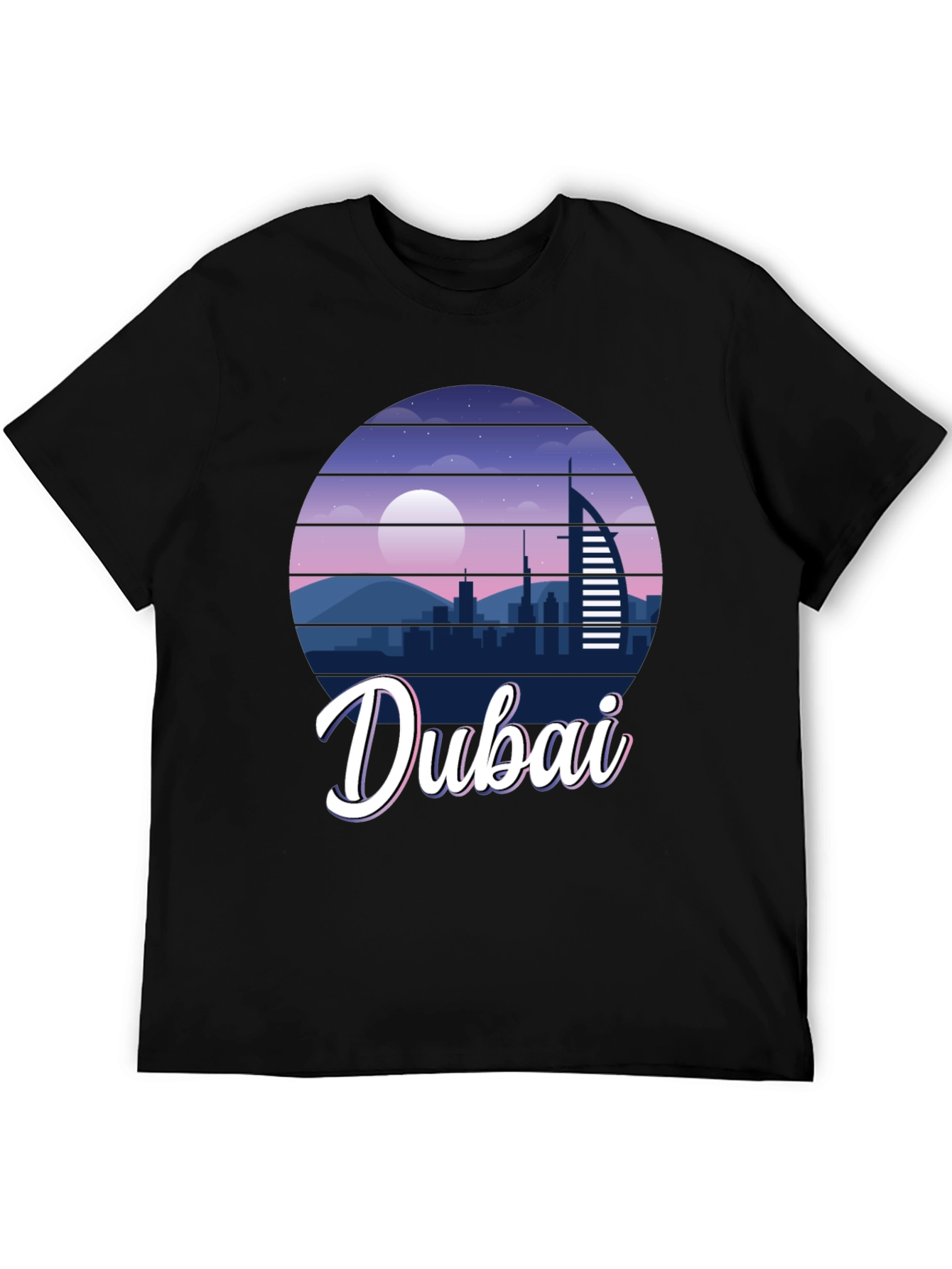 Dubai Skyline Graphic Print Black T-Shirt