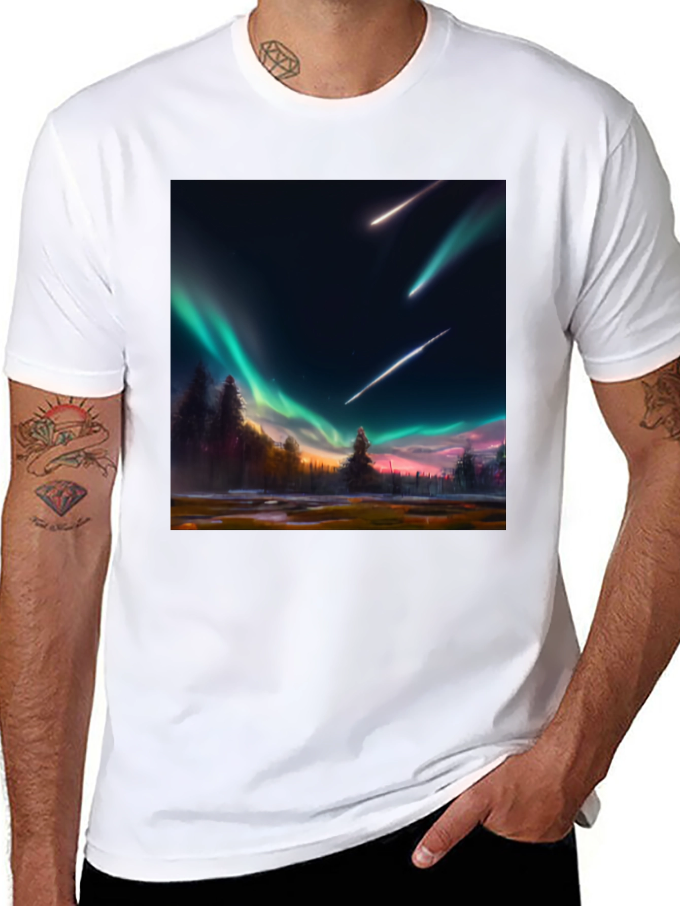 Aurora Meteor Shower Graphic Tee
