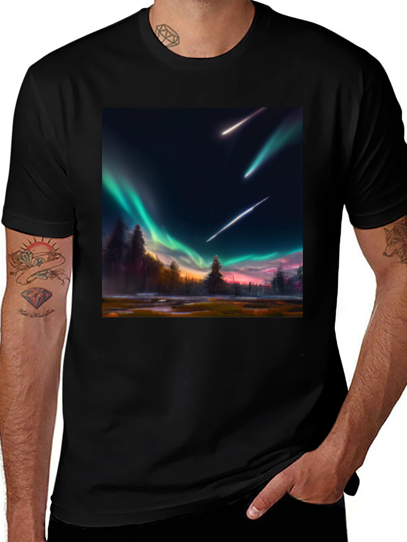 Aurora Meteor Shower Graphic Tee
