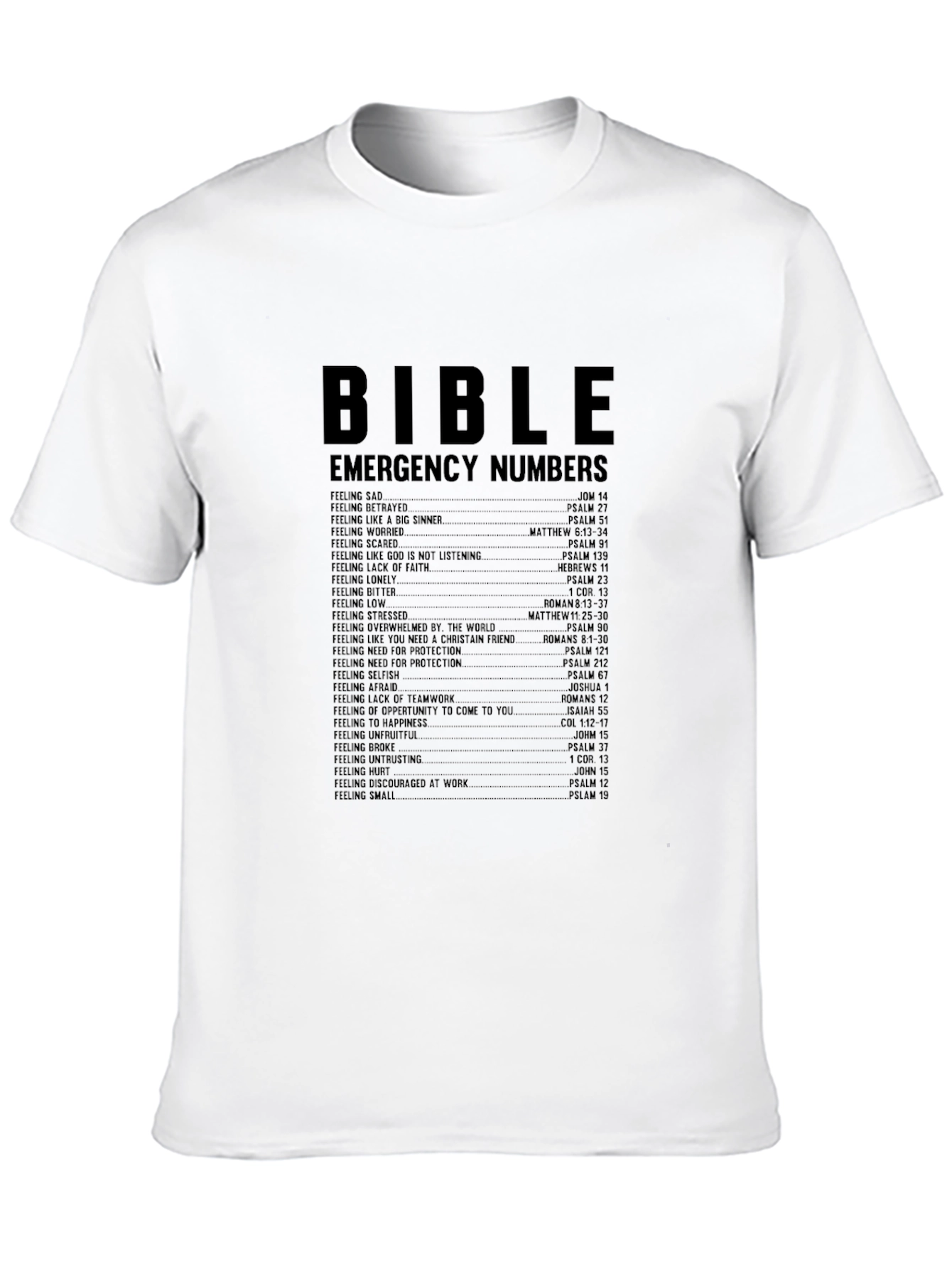 Bible Emergency Numbers T-Shirt - Black