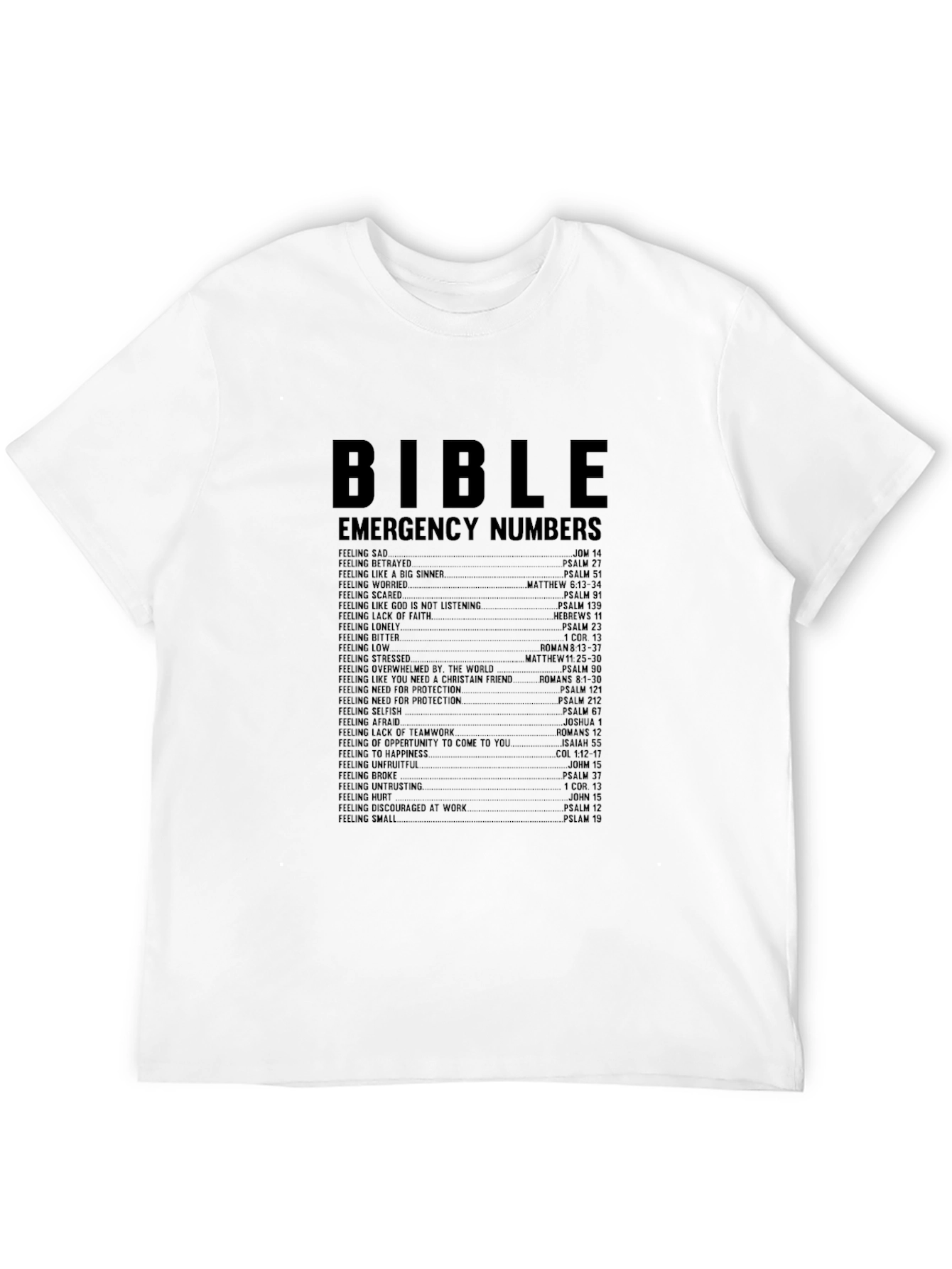 Bible Emergency Numbers T-Shirt - Black
