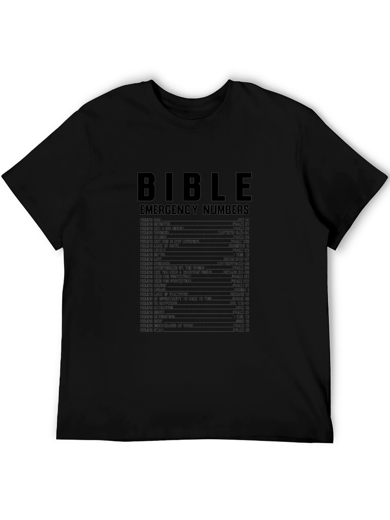 Bible Emergency Numbers T-Shirt - Black