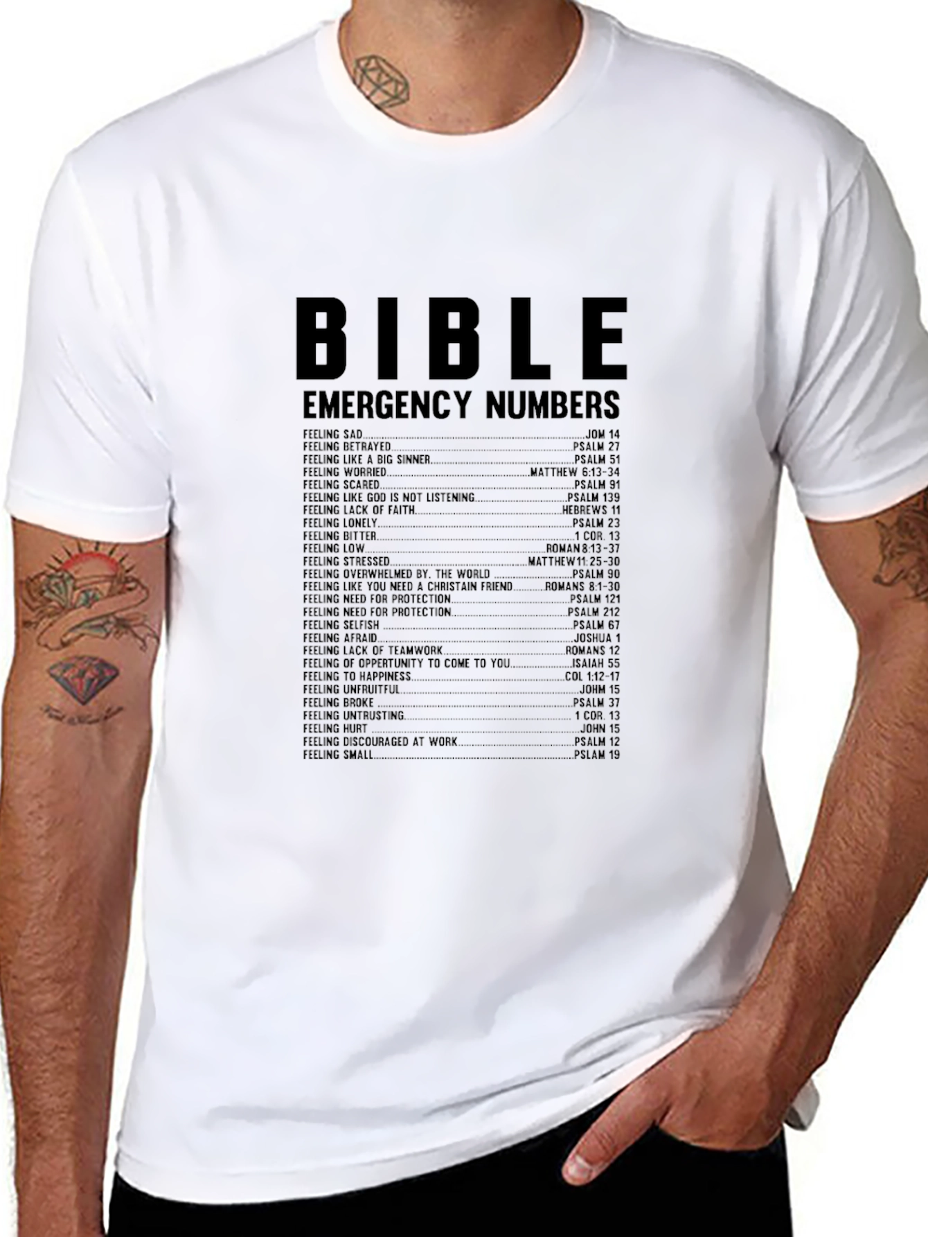 Bible Emergency Numbers T-Shirt - Black