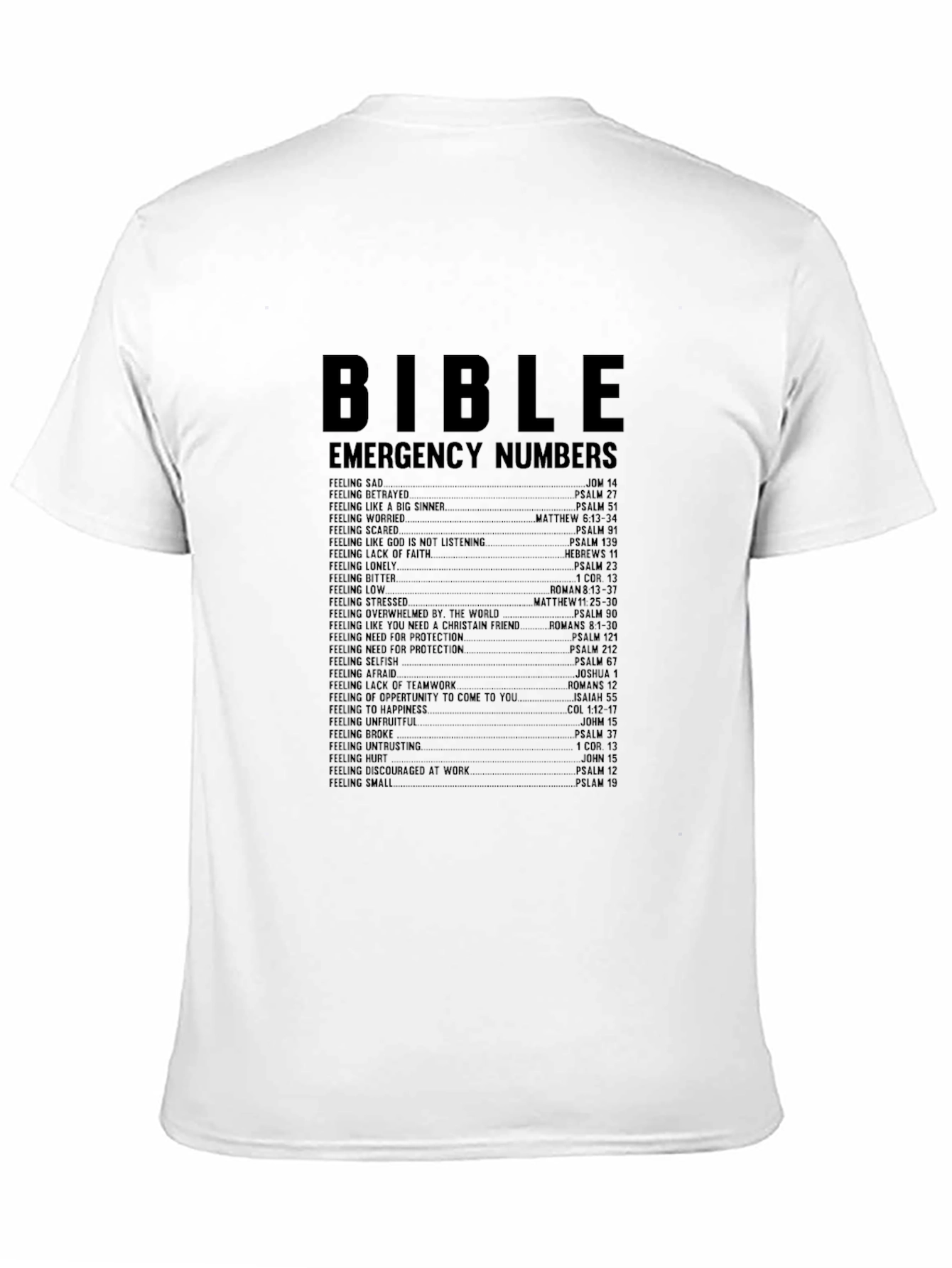 Bible Emergency Numbers T-Shirt - Black