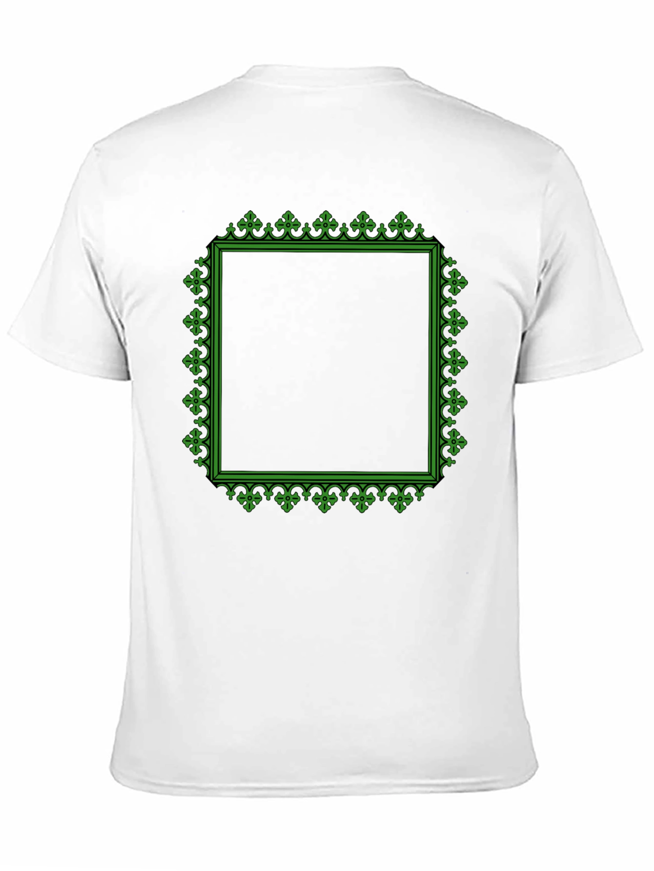 Black T-Shirt with Green Ornate Square Graphic