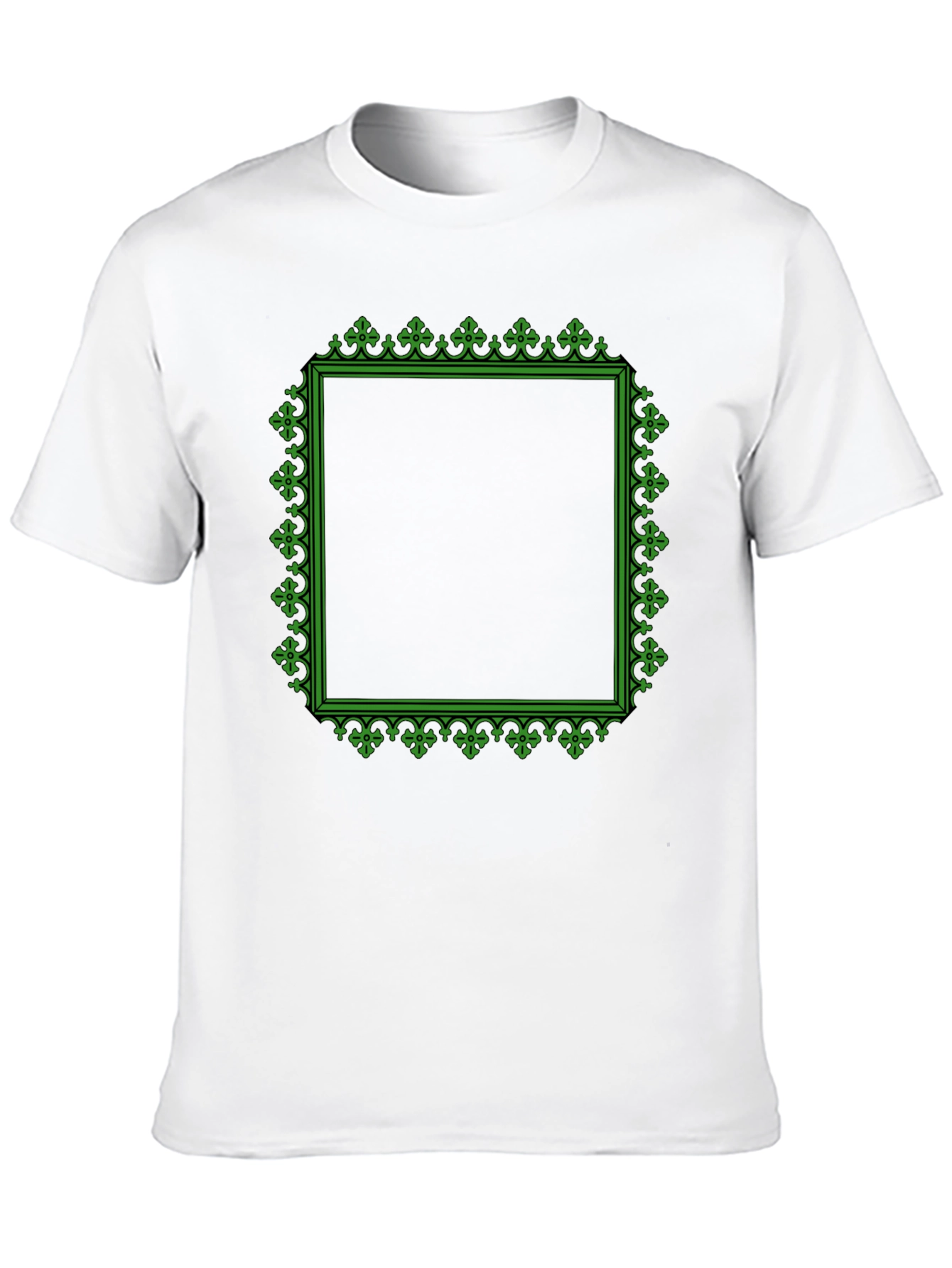 Black T-Shirt with Green Ornate Square Graphic