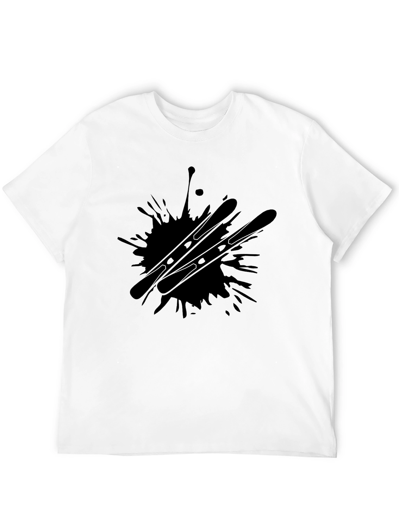 Abstract Skiing T-Shirt - Black Graphic Tee