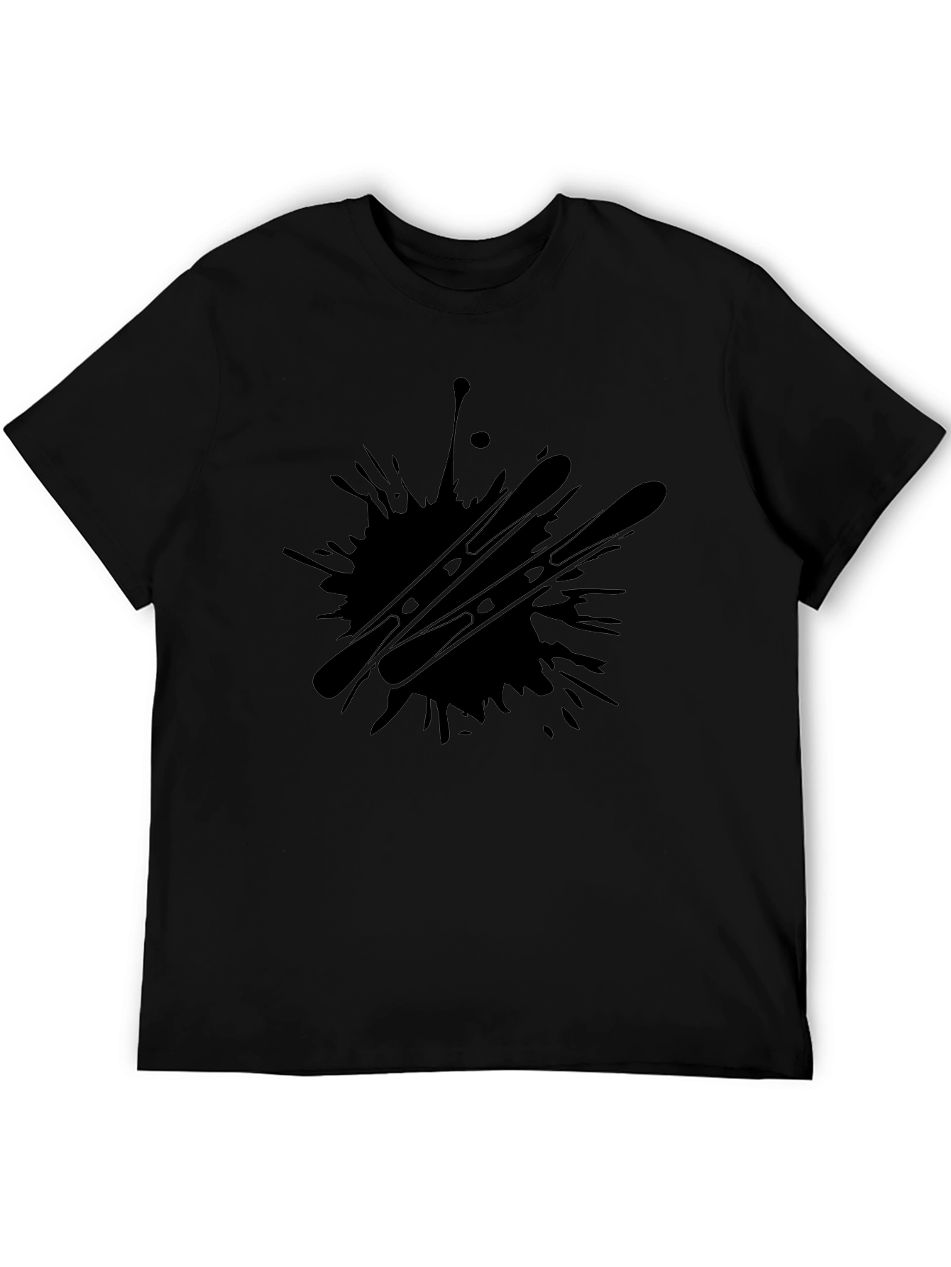 Abstract Skiing T-Shirt - Black Graphic Tee
