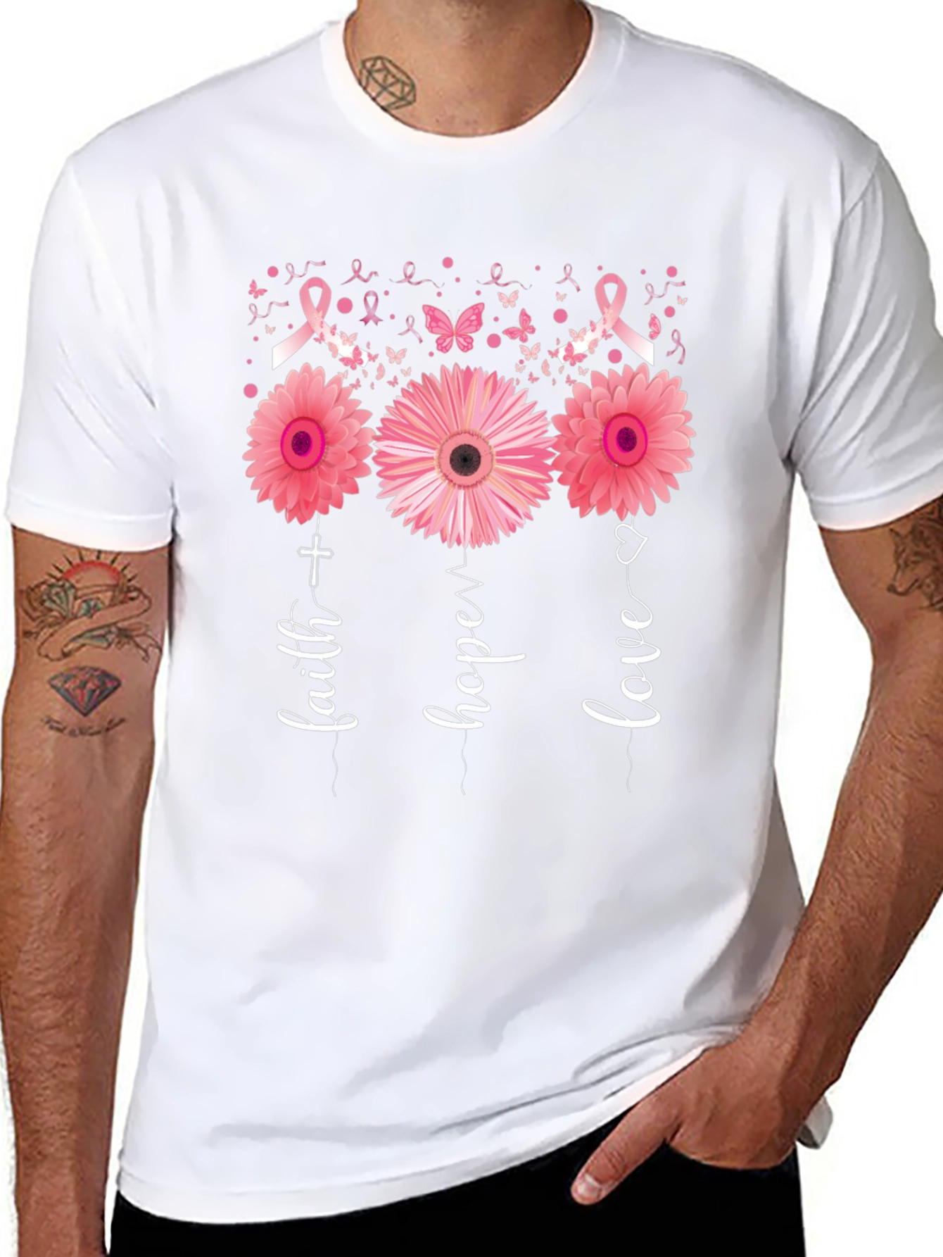 Faith Hope Love Breast Cancer Awareness T-Shirt