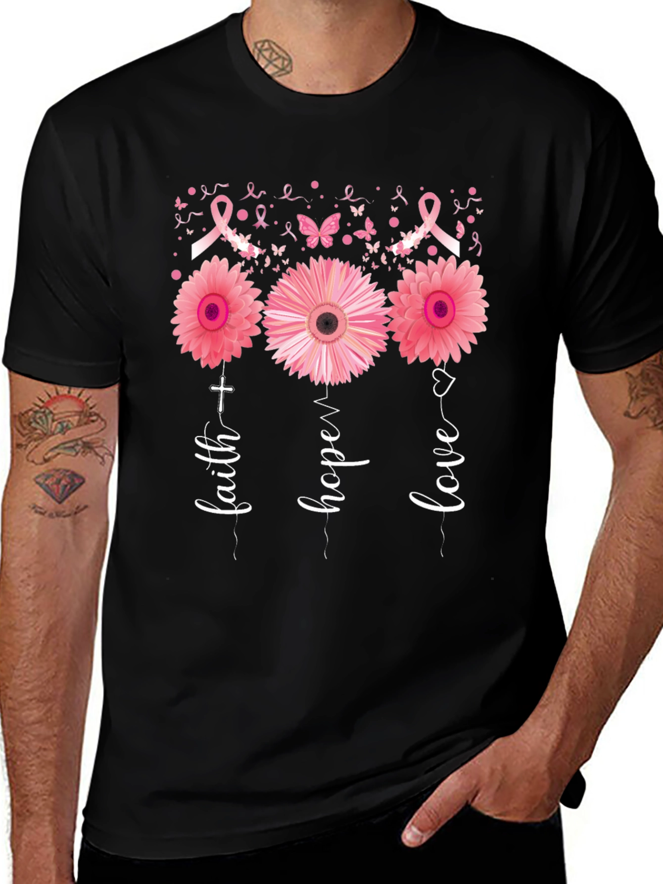 Faith Hope Love Breast Cancer Awareness T-Shirt