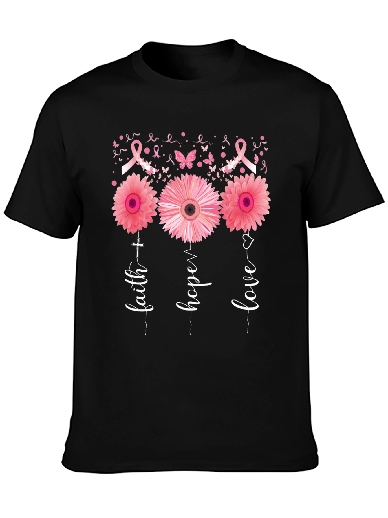 Faith Hope Love Breast Cancer Awareness T-Shirt