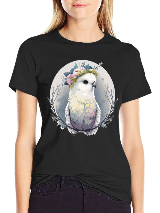 Cockatoo Flower Crown Graphic Tee - Unique Bird Lover Gift