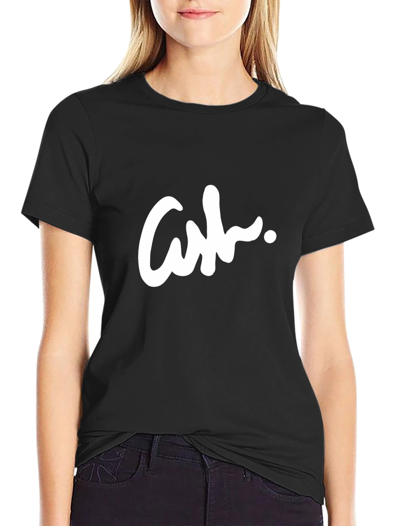 Modern Black T-Shirt with Bold White Logo Design
