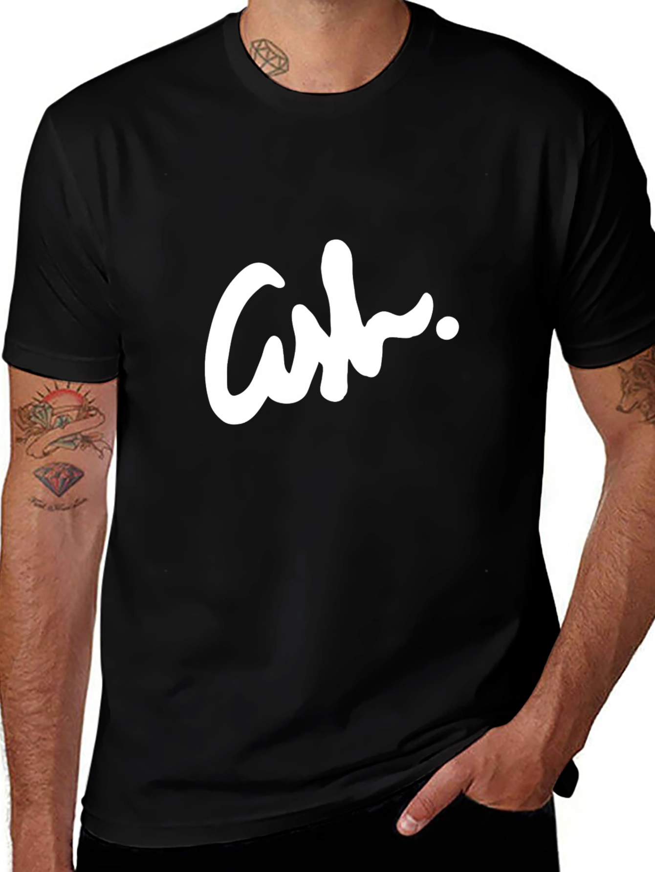 Modern Black T-Shirt with Bold White Logo Design