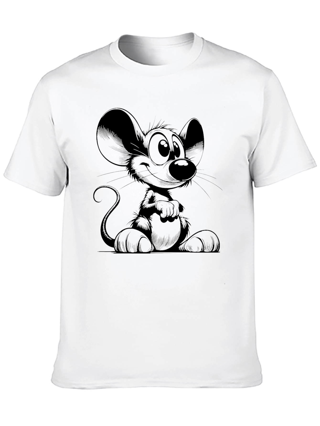 Cartoon Mouse Graphic Tee - Stylish Black T-Shirt
