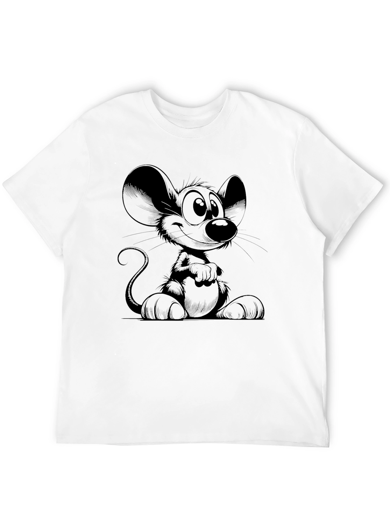 Cartoon Mouse Graphic Tee - Stylish Black T-Shirt