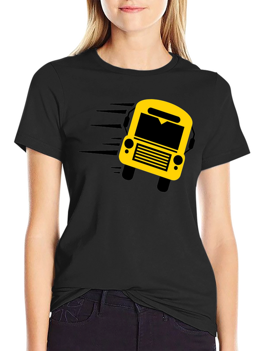 Black Graphic Tee: School Bus Design