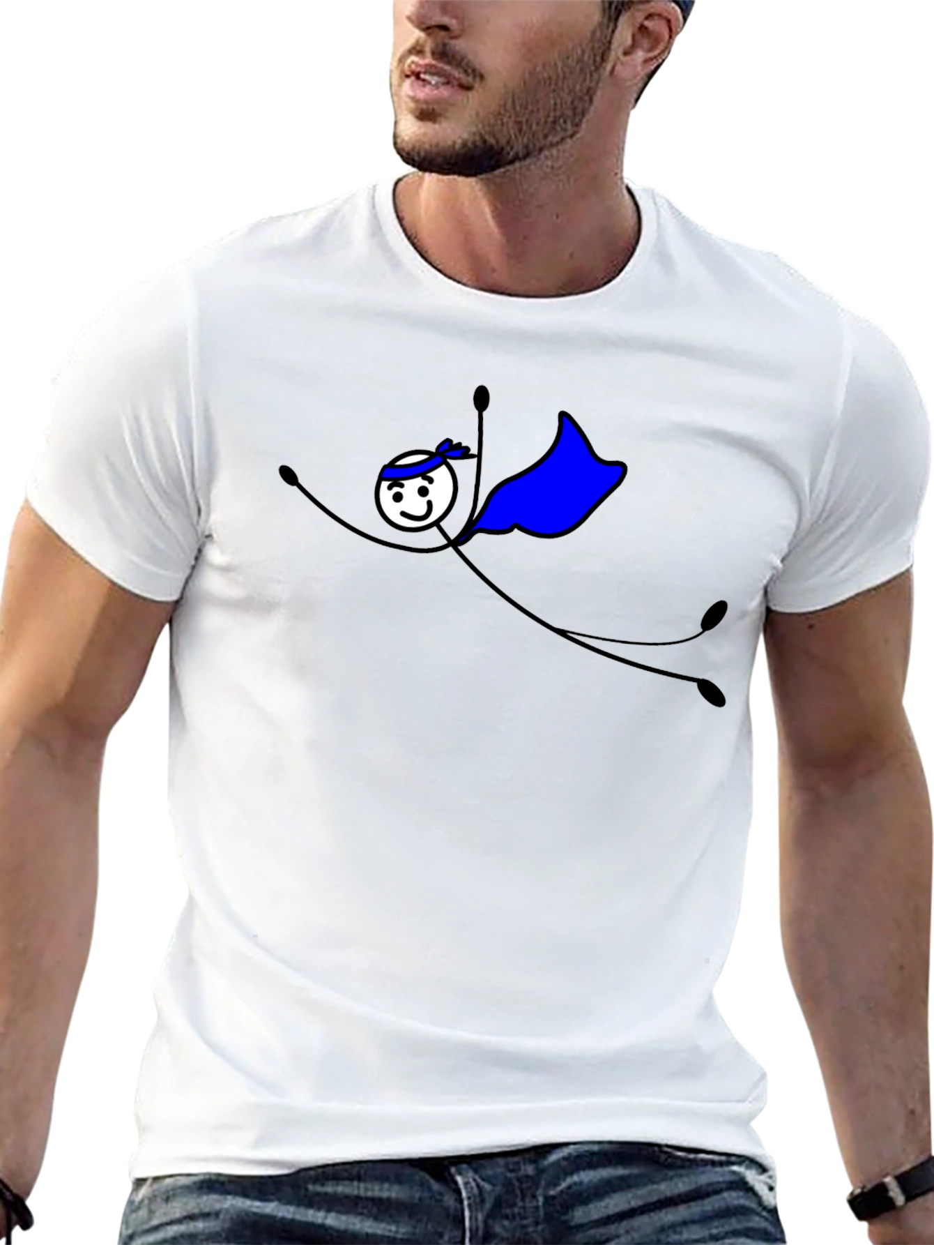 Superhero Stick Figure Graphic T-Shirt