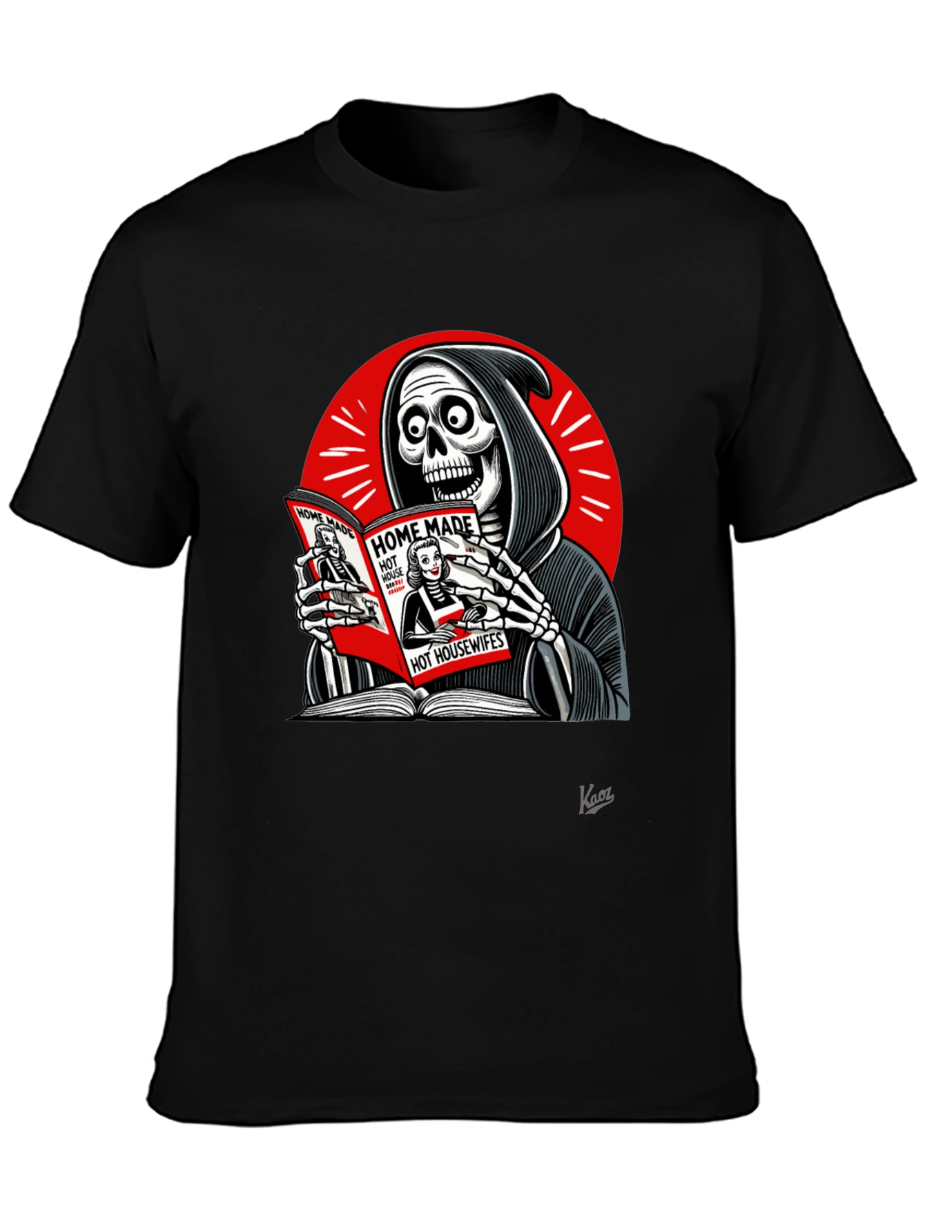 Grim Reaper Reading T-Shirt - Deaths Guilty Pleasure