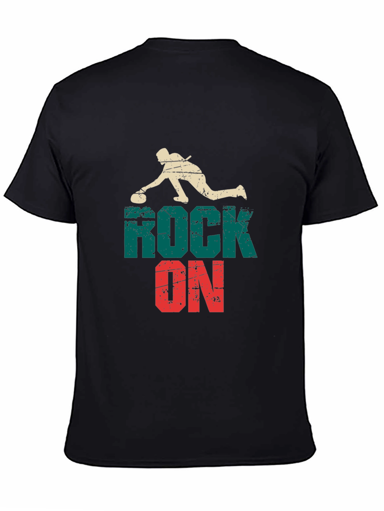 Rock On Curling Graphic Tee - Black Cotton