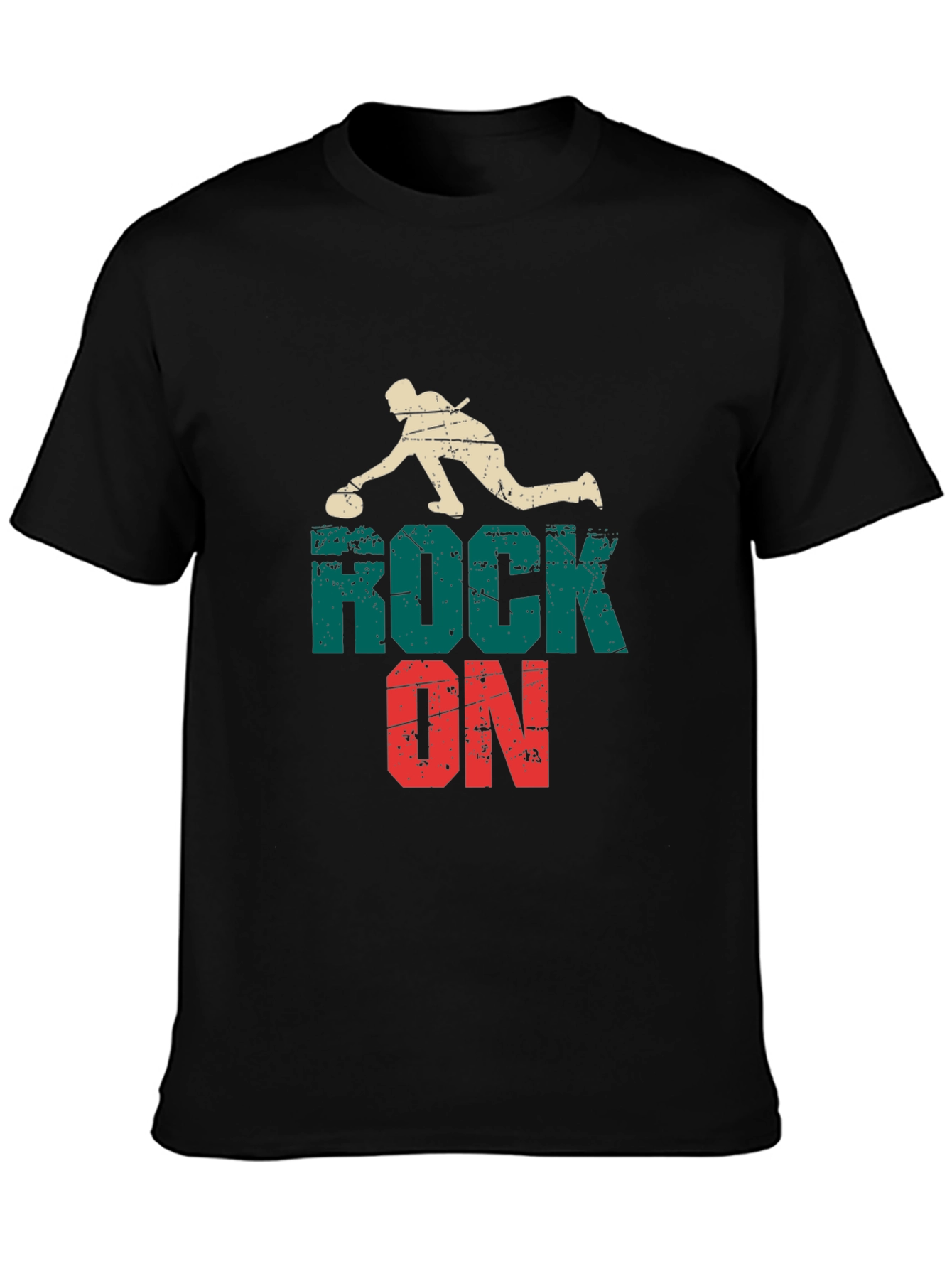Rock On Curling Graphic Tee - Black Cotton