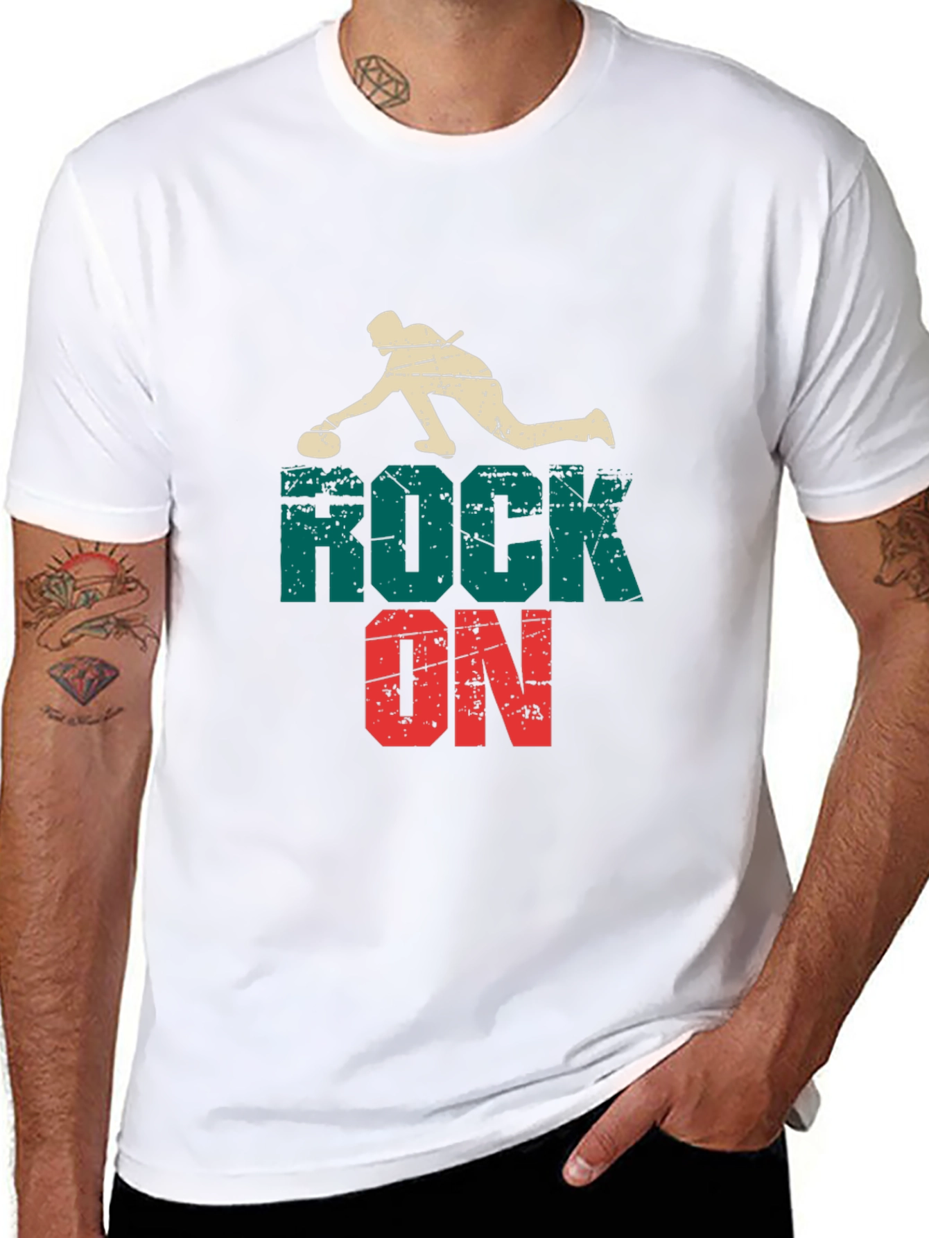 Rock On Curling Graphic Tee - Black Cotton
