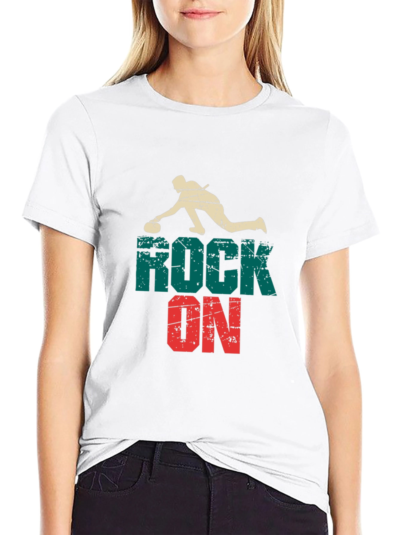 Rock On Curling Graphic Tee - Black Cotton