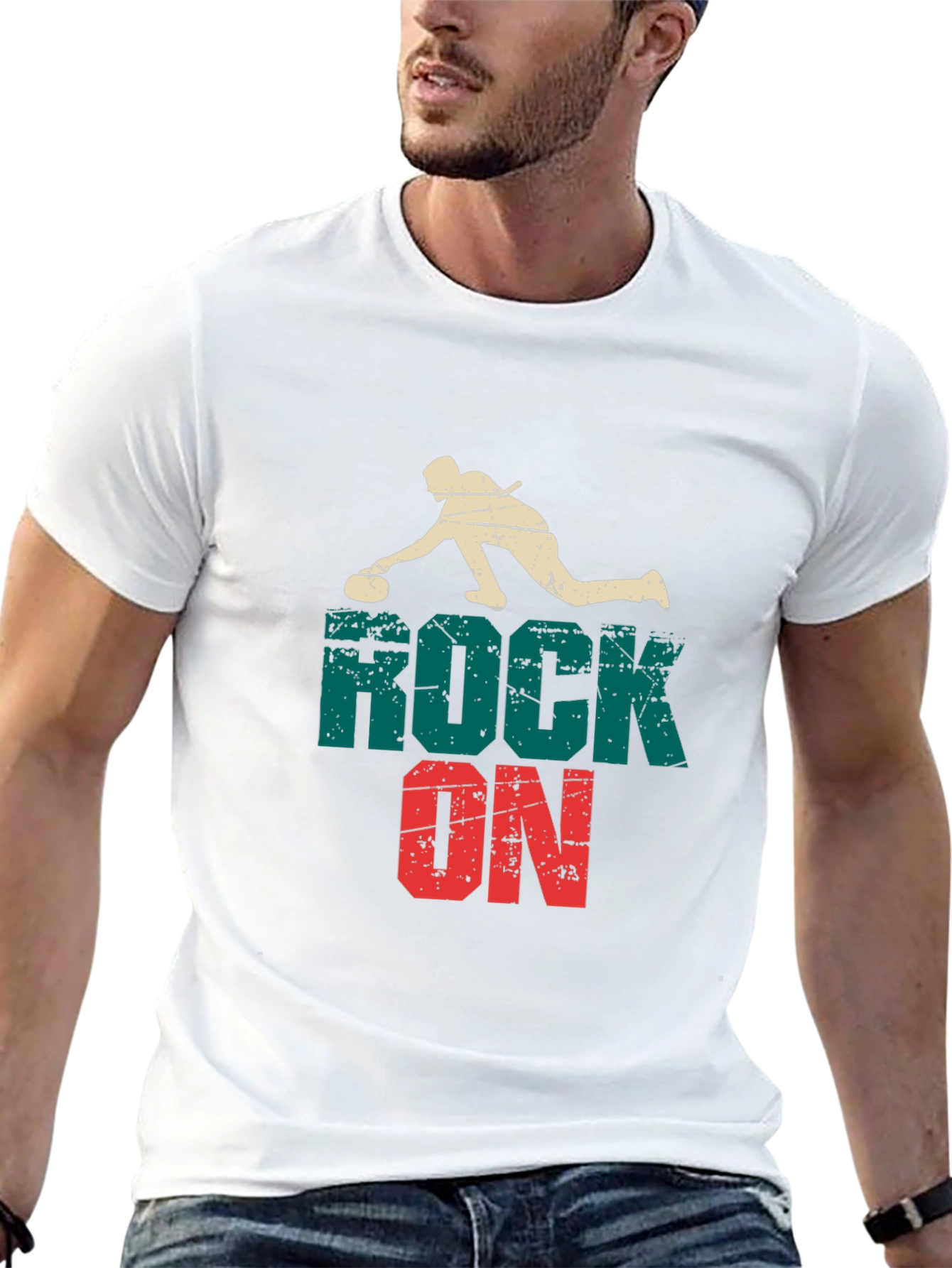 Rock On Curling Graphic Tee - Black Cotton