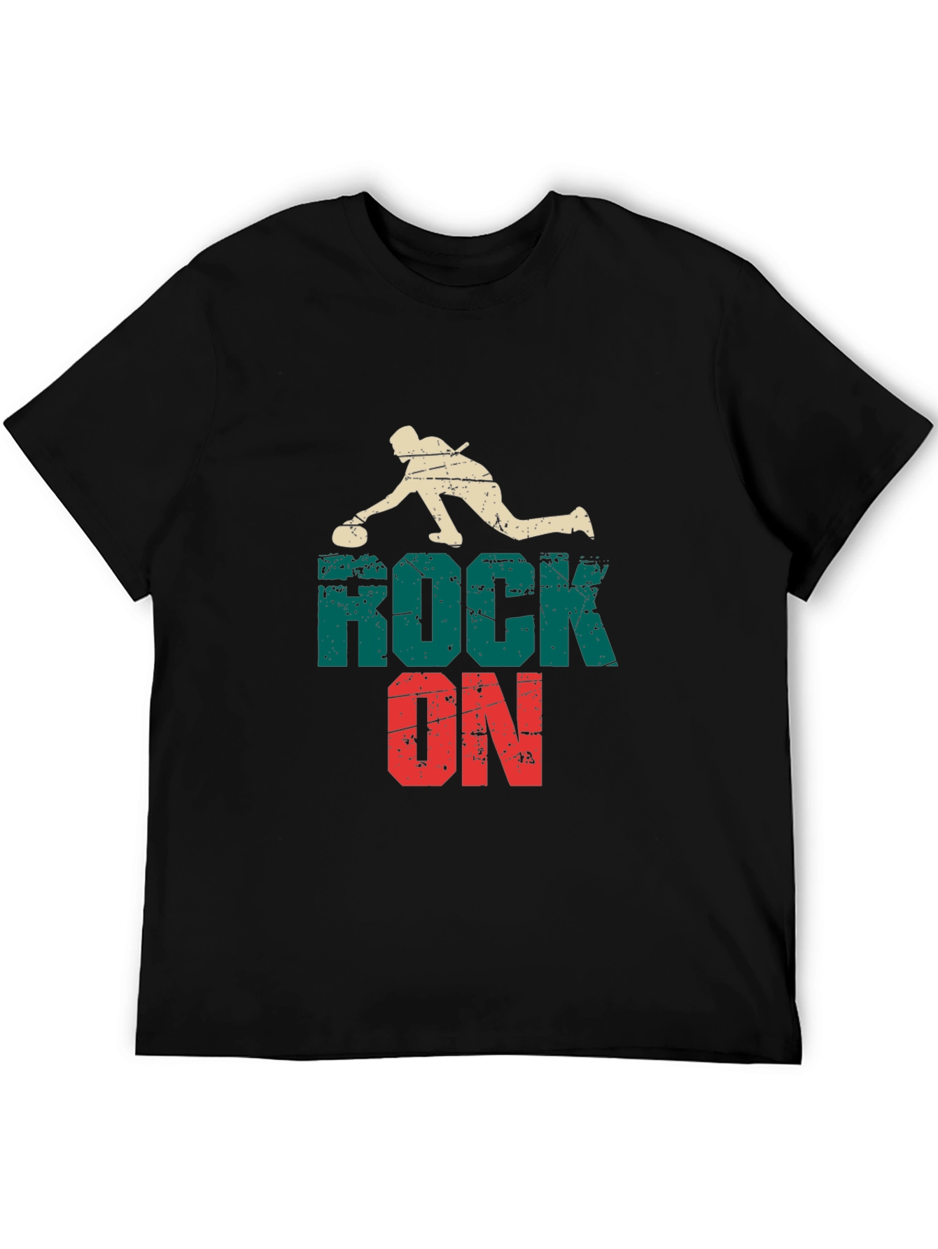 Rock On Curling Graphic Tee - Black Cotton